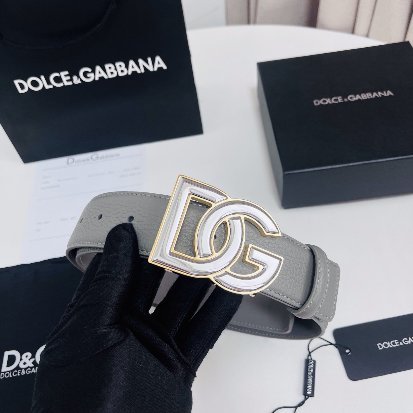 Dolce&Gabbana 新款 荔枝纹双色，电镀金属徽标搭扣•搭扣下方设有点扣• 无镍搭扣与配件• 意大利制造 4.0