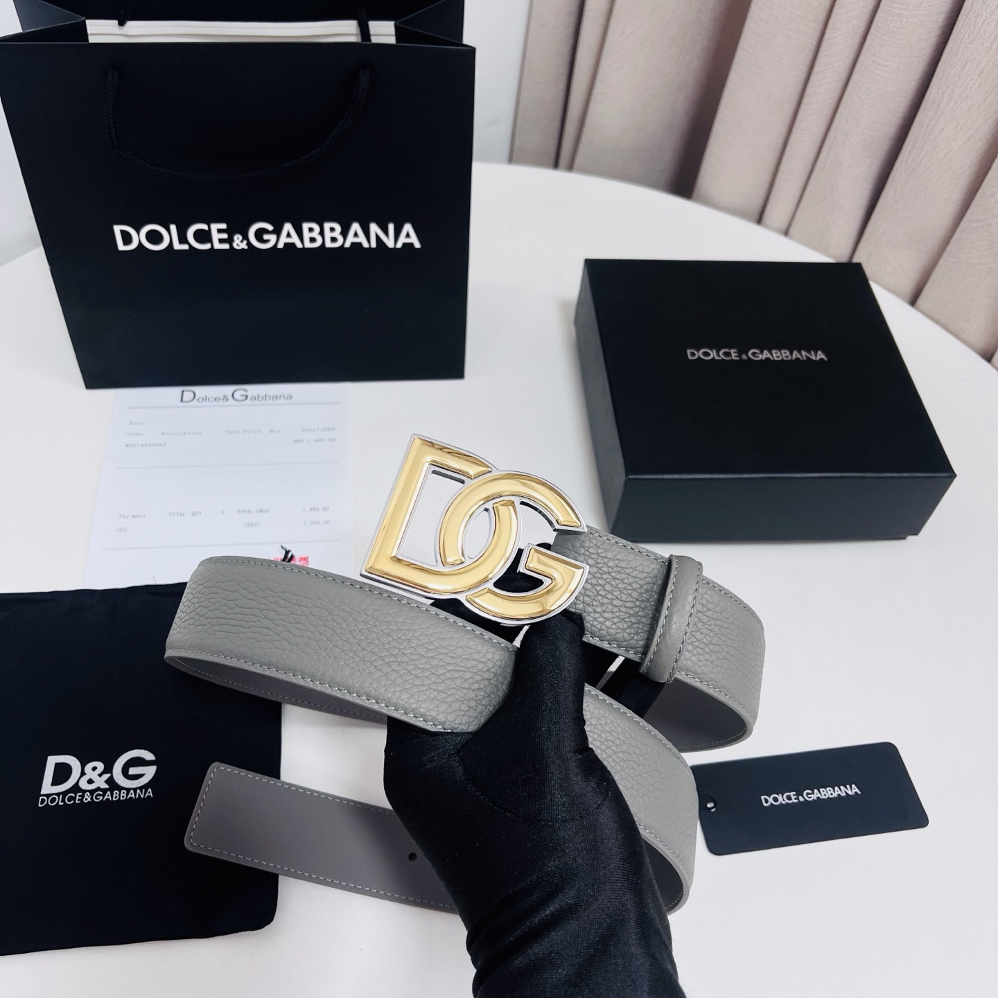Dolce&Gabbana 新款 荔枝纹双色，电镀金属徽标搭扣•搭扣下方设有点扣• 无镍搭扣与配件• 意大利制造 4.0