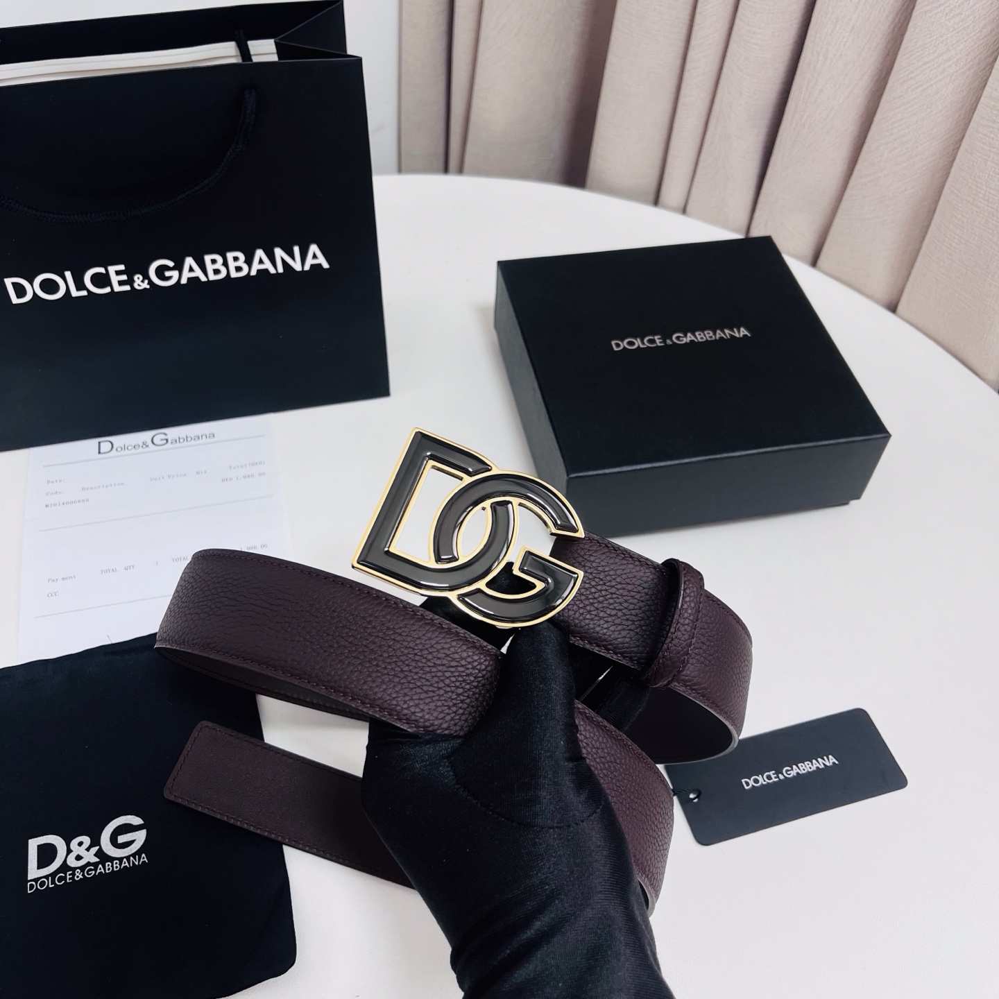 Dolce&Gabbana 新款 荔枝纹双色，电镀金属徽标搭扣•搭扣下方设有点扣• 无镍搭扣与配件• 意大利制造 4.0