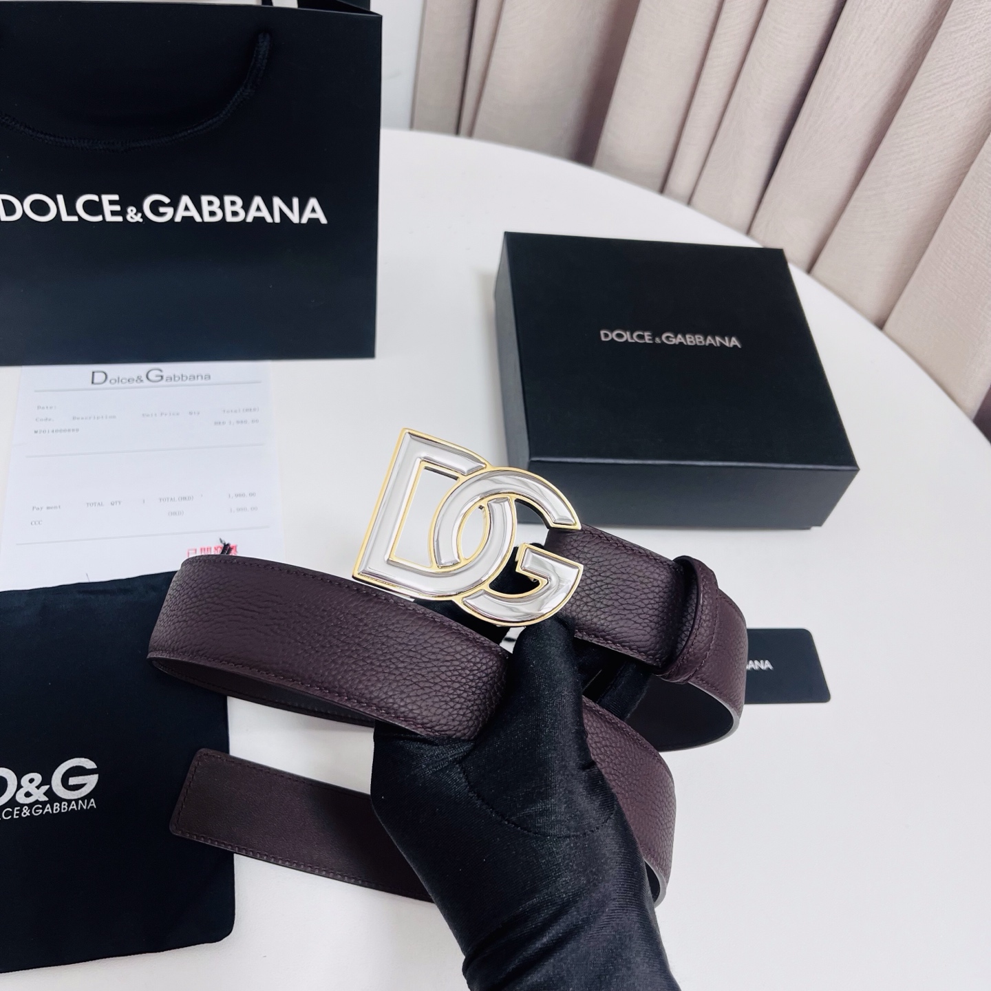 Dolce&Gabbana 新款 荔枝纹双色，电镀金属徽标搭扣•搭扣下方设有点扣• 无镍搭扣与配件• 意大利制造 4.0