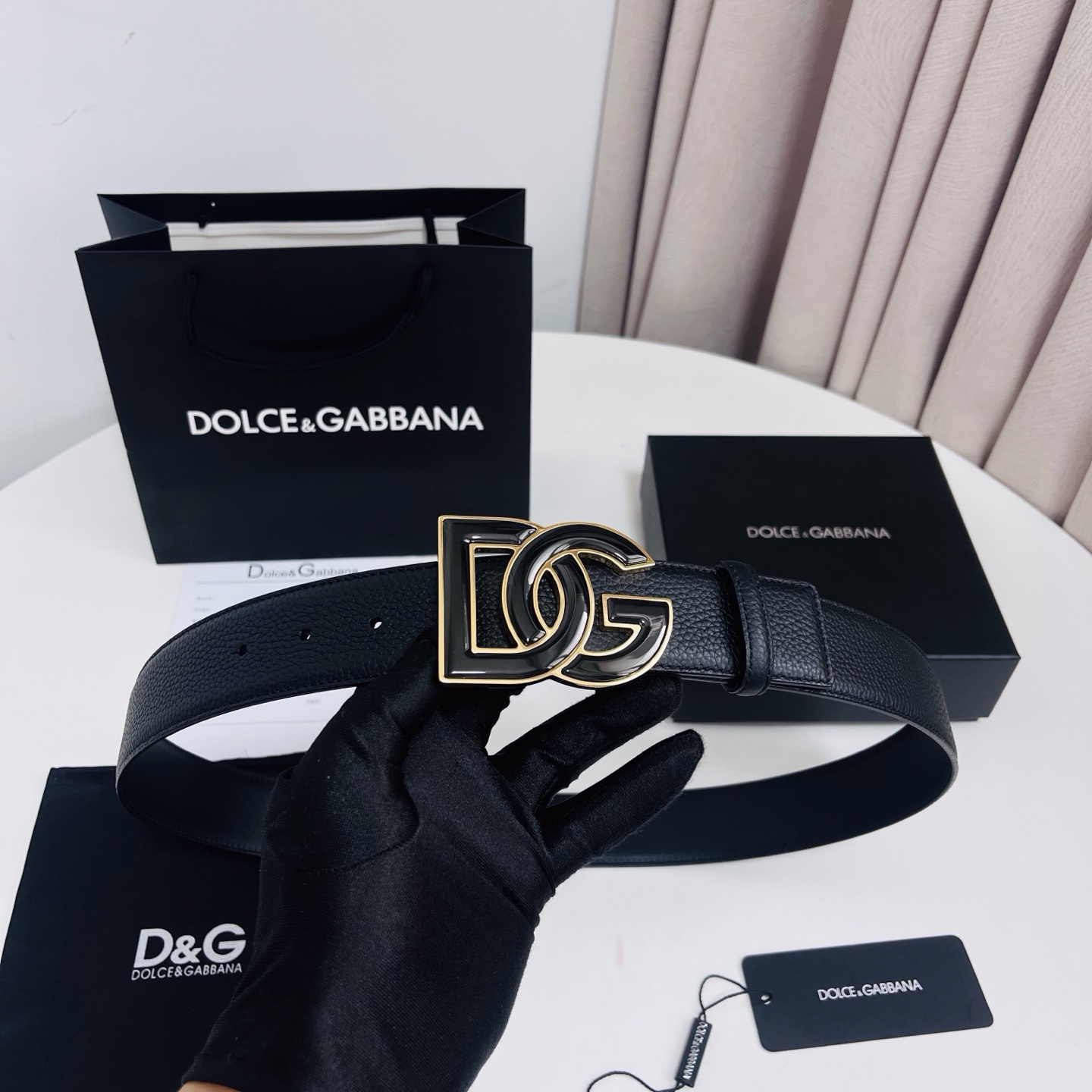 Dolce&Gabbana 新款 荔枝纹双色，电镀金属徽标搭扣•搭扣下方设有点扣• 无镍搭扣与配件• 意大利制造 4.0