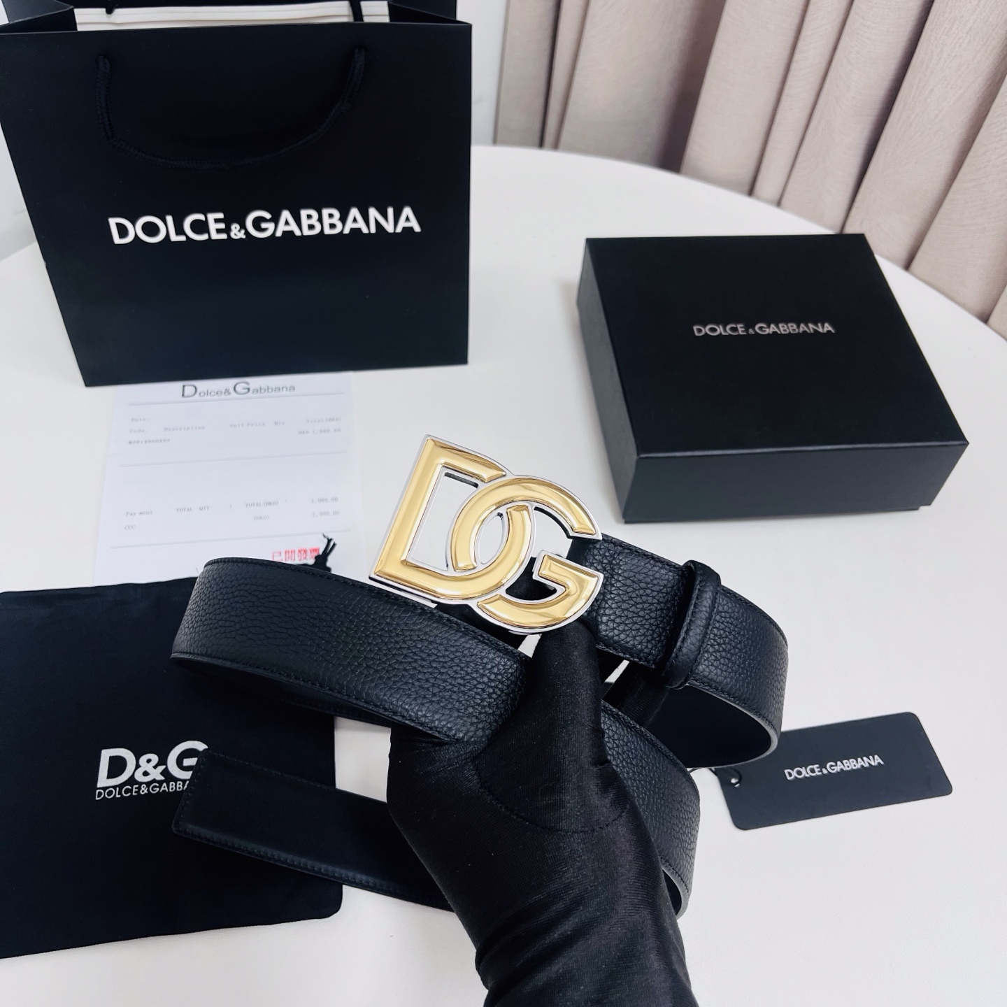 Dolce&Gabbana 新款 荔枝纹双色，电镀金属徽标搭扣•搭扣下方设有点扣• 无镍搭扣与配件• 意大利制造 4.0
