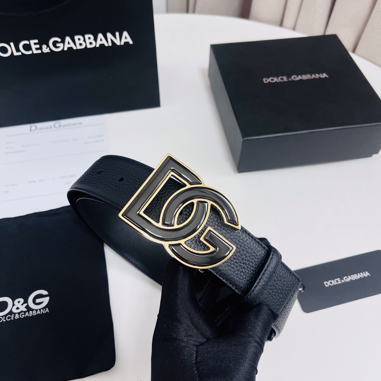 Dolce&Gabbana 新款 荔枝纹双色，电镀金属徽标搭扣•搭扣下方设有点扣• 无镍搭扣与配件• 意大利制造 4.0