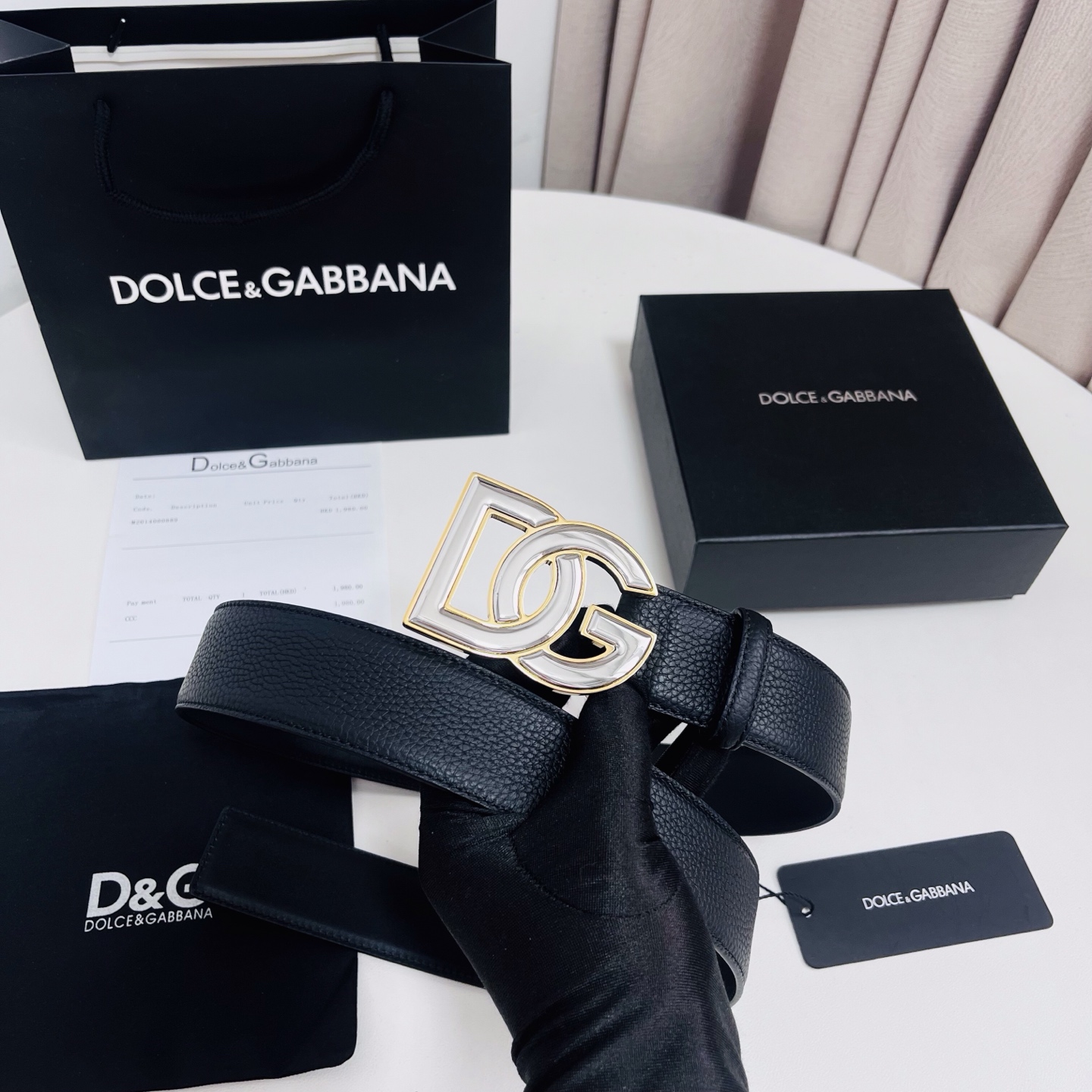 Dolce&Gabbana 新款 荔枝纹双色，电镀金属徽标搭扣•搭扣下方设有点扣• 无镍搭扣与配件• 意大利制造 4.0
