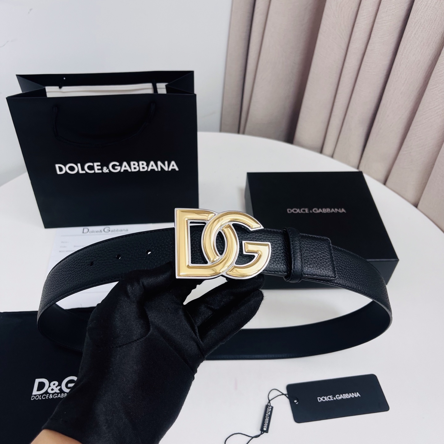 Dolce&Gabbana 新款 荔枝纹双色，电镀金属徽标搭扣•搭扣下方设有点扣• 无镍搭扣与配件• 意大利制造 4.0