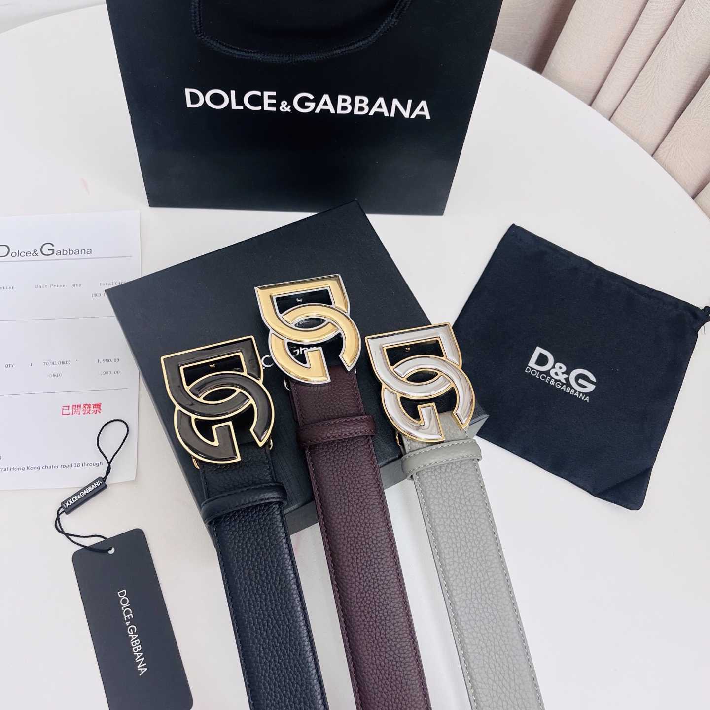 Dolce&Gabbana 新款 荔枝纹双色，电镀金属徽标搭扣•搭扣下方设有点扣• 无镍搭扣与配件• 意大利制造 4.0