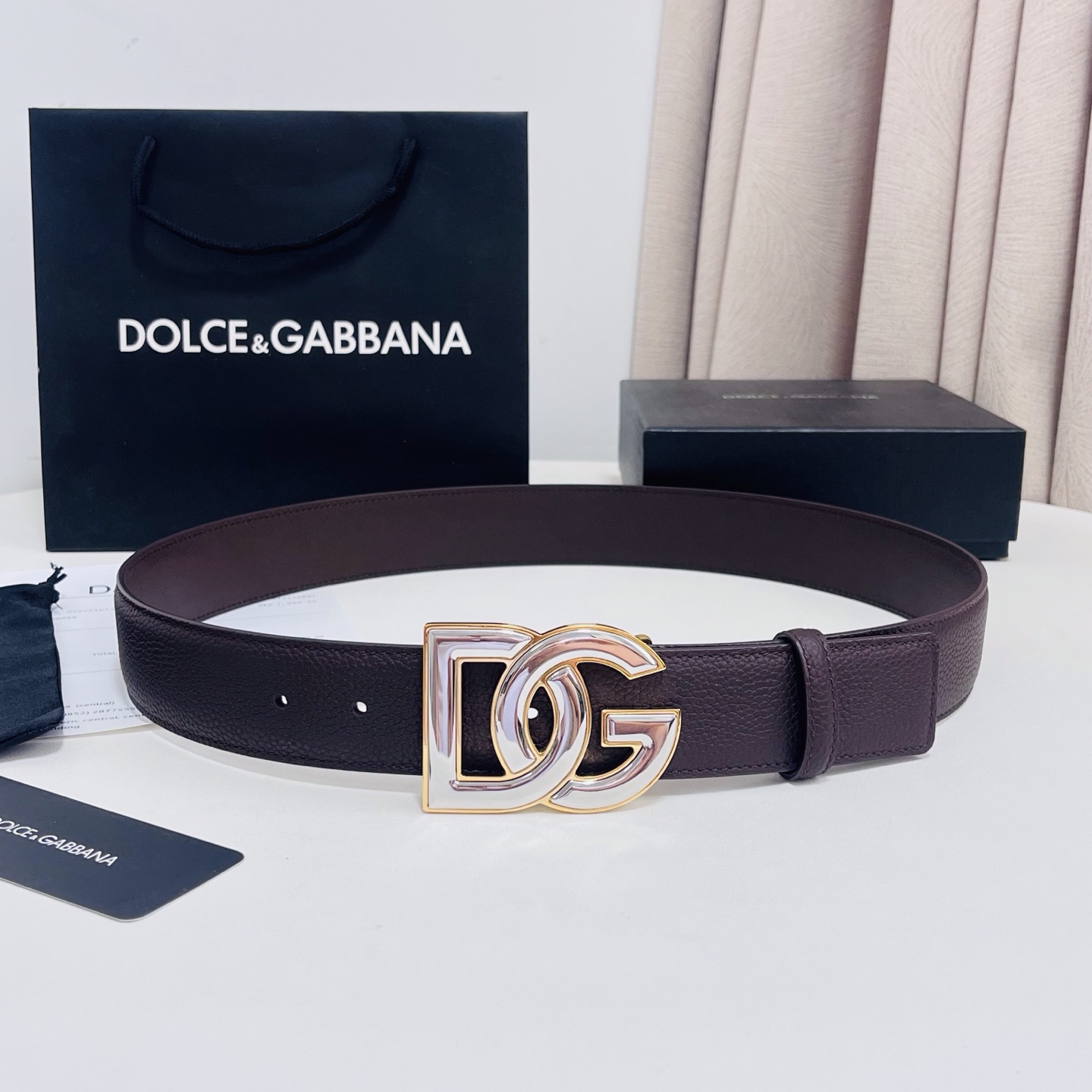 Dolce&Gabbana 新款 荔枝纹双色，电镀金属徽标搭扣•搭扣下方设有点扣• 无镍搭扣与配件• 意大利制造 4.0