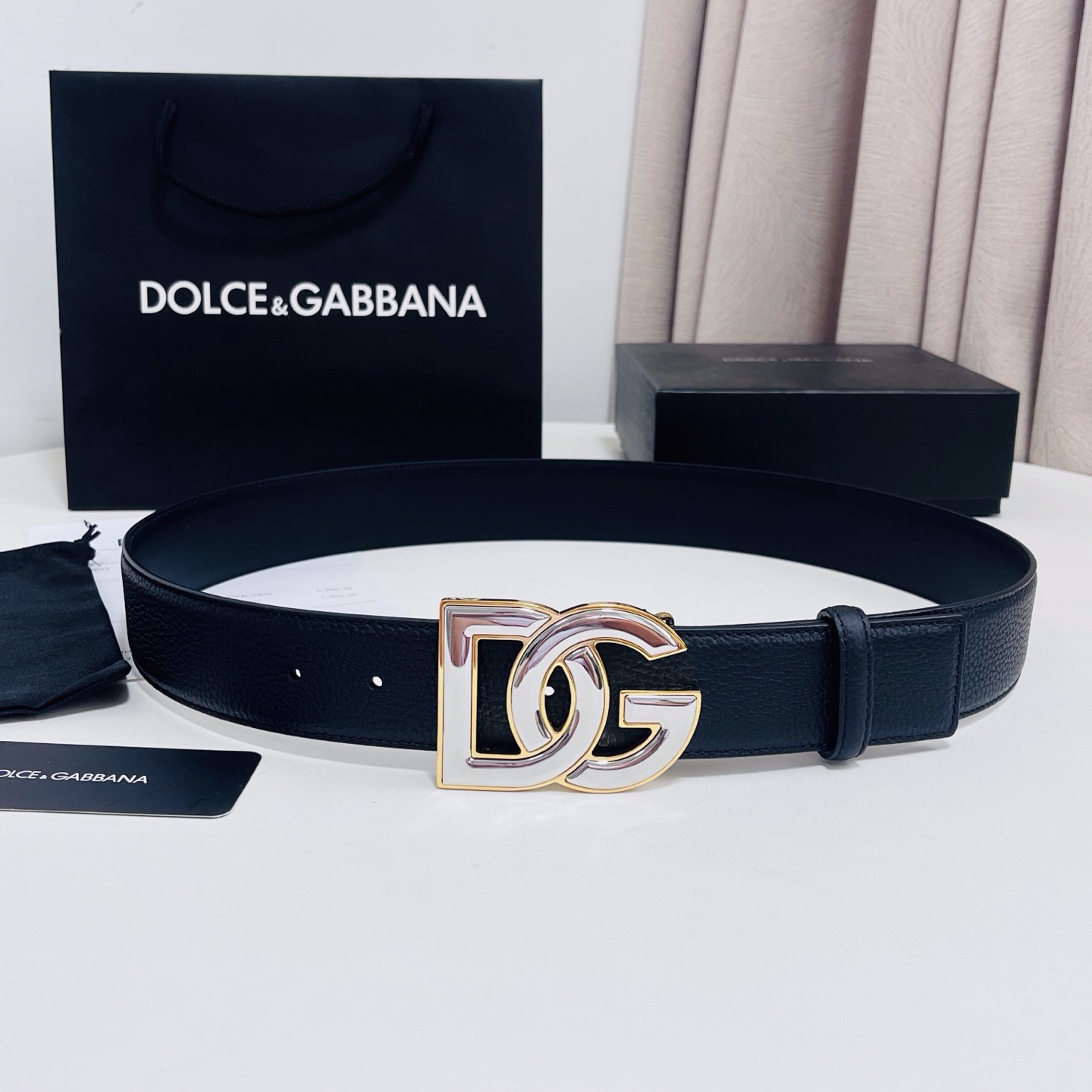 Dolce&Gabbana 新款 荔枝纹双色，电镀金属徽标搭扣•搭扣下方设有点扣• 无镍搭扣与配件• 意大利制造 4.0