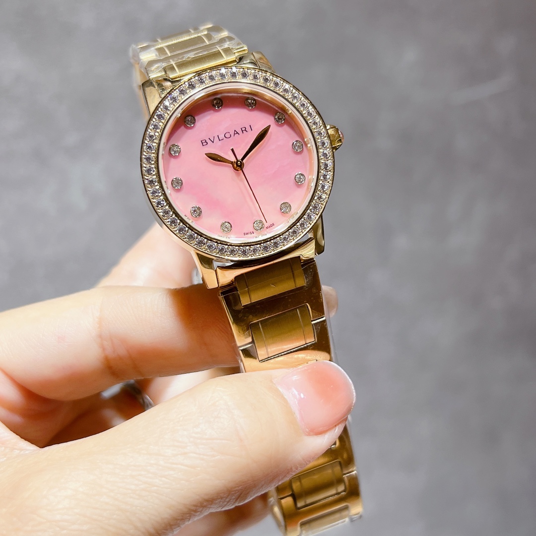 Bvlgari Bvlgari Bvlgari gold case and bracelet, diamond bezel, blue dial 33mm Women's Quartz