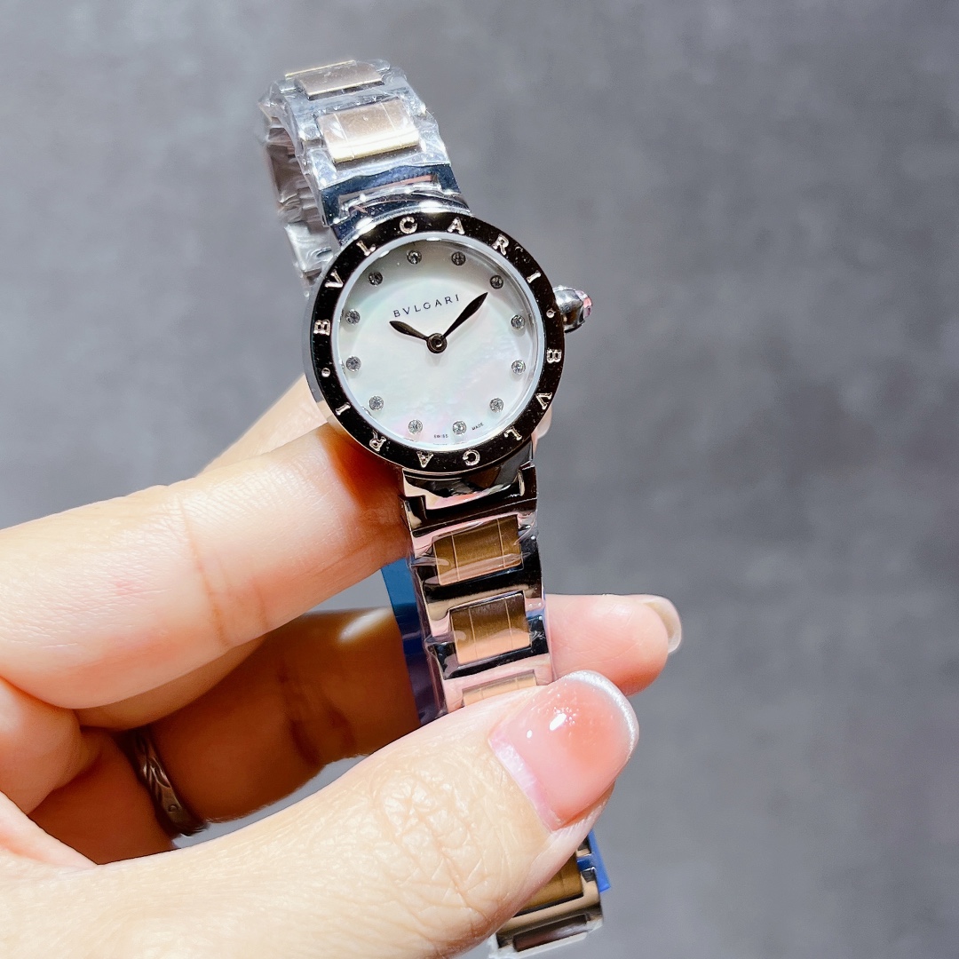 Bvlgari Bvlgari Bvlgari Mini steel case, black bezel, blue dial, steel bracelet 26mm Women's Quartz