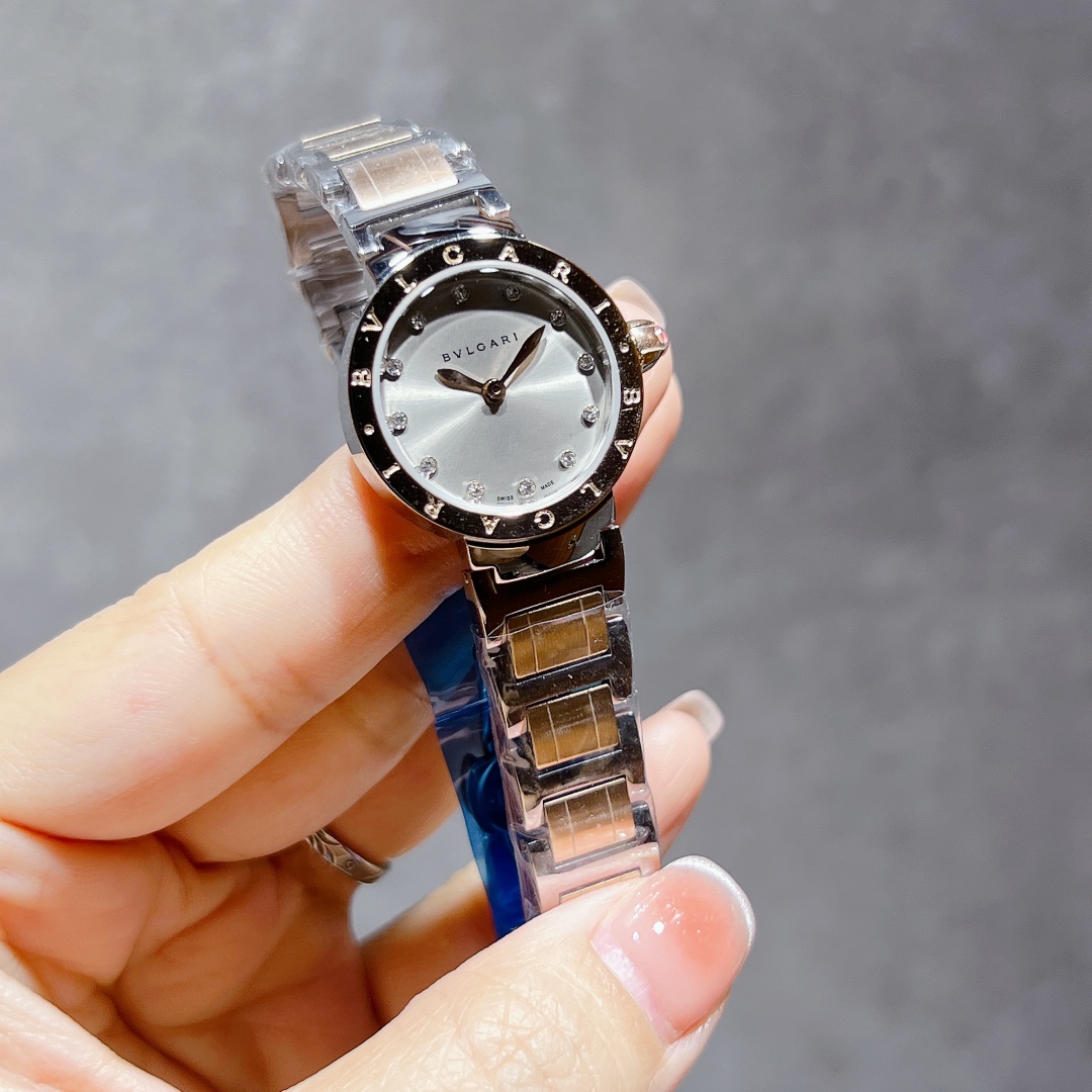 Bvlgari Bvlgari Bvlgari Mini steel case, black bezel, blue dial, steel bracelet 26mm Women's Quartz