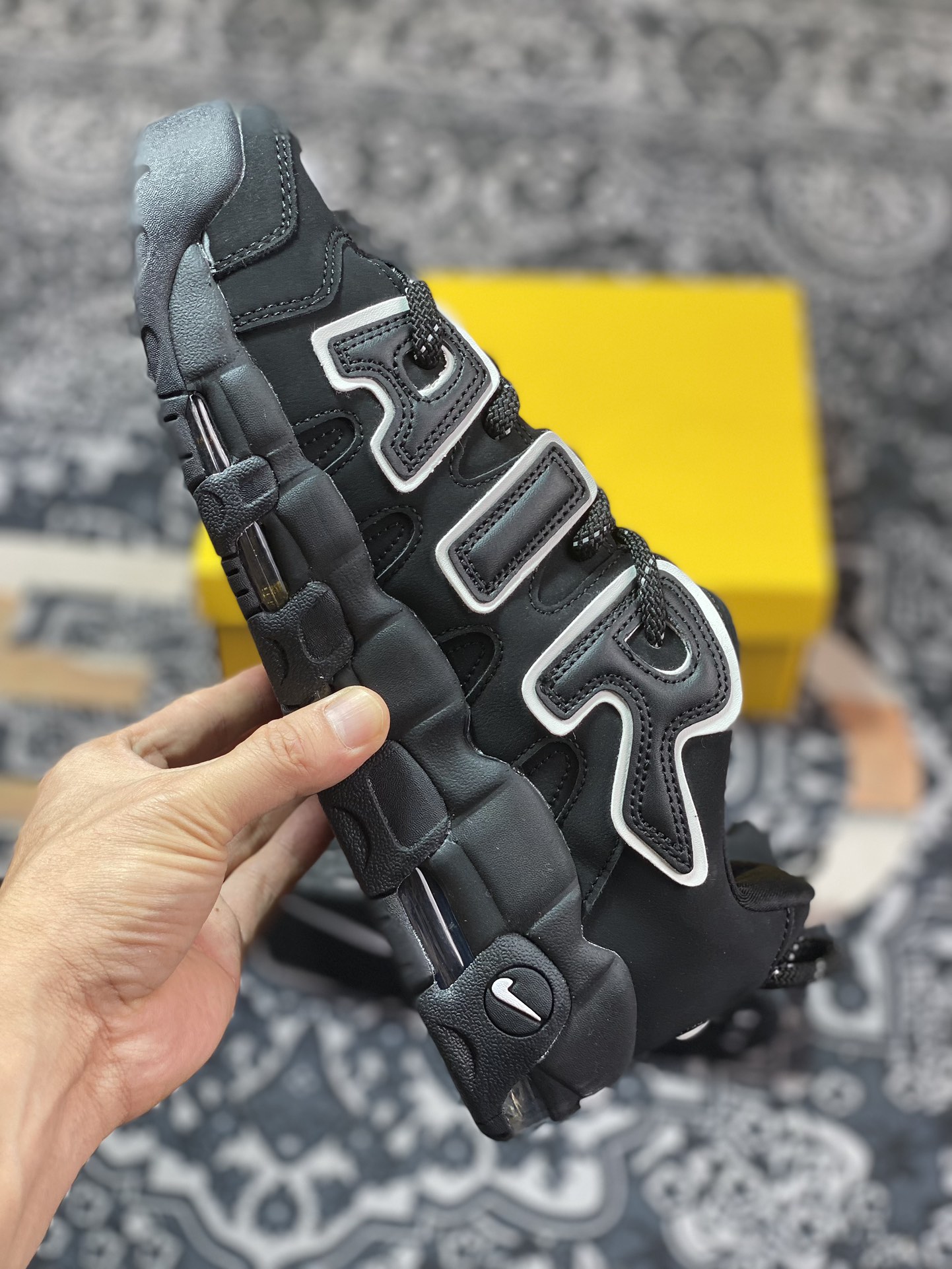 NK Air More Uptempo Black and White FB1299-001