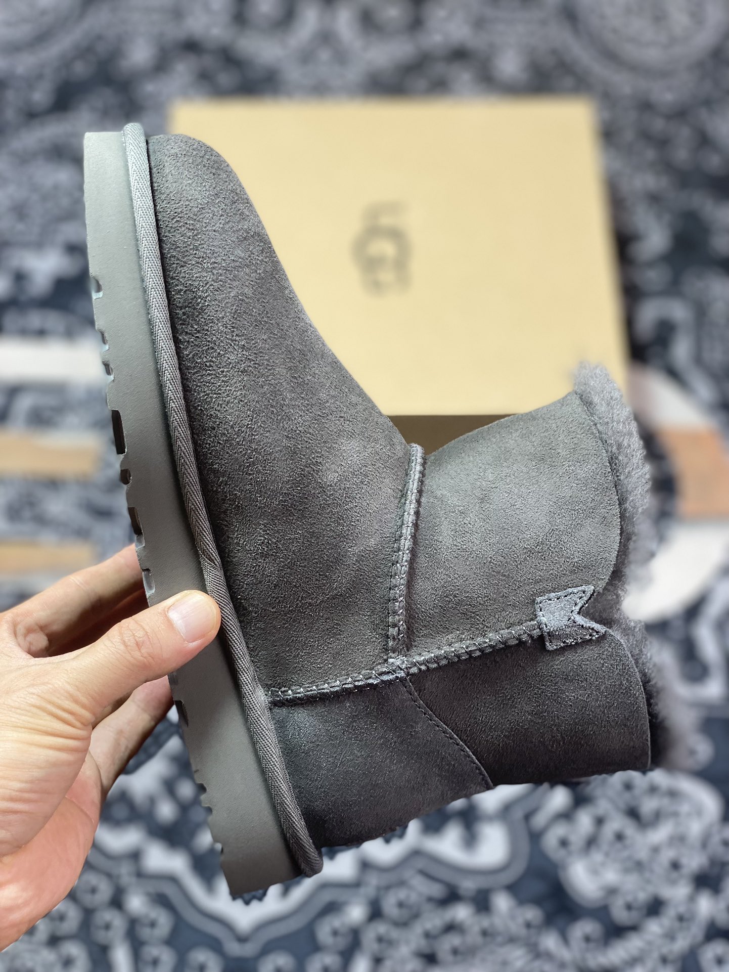 260 UGG W Mini Bailey Button II 迷你贝莉纽扣2.0系列经典女士短靴“全灰加绒”1016422-GREY-05