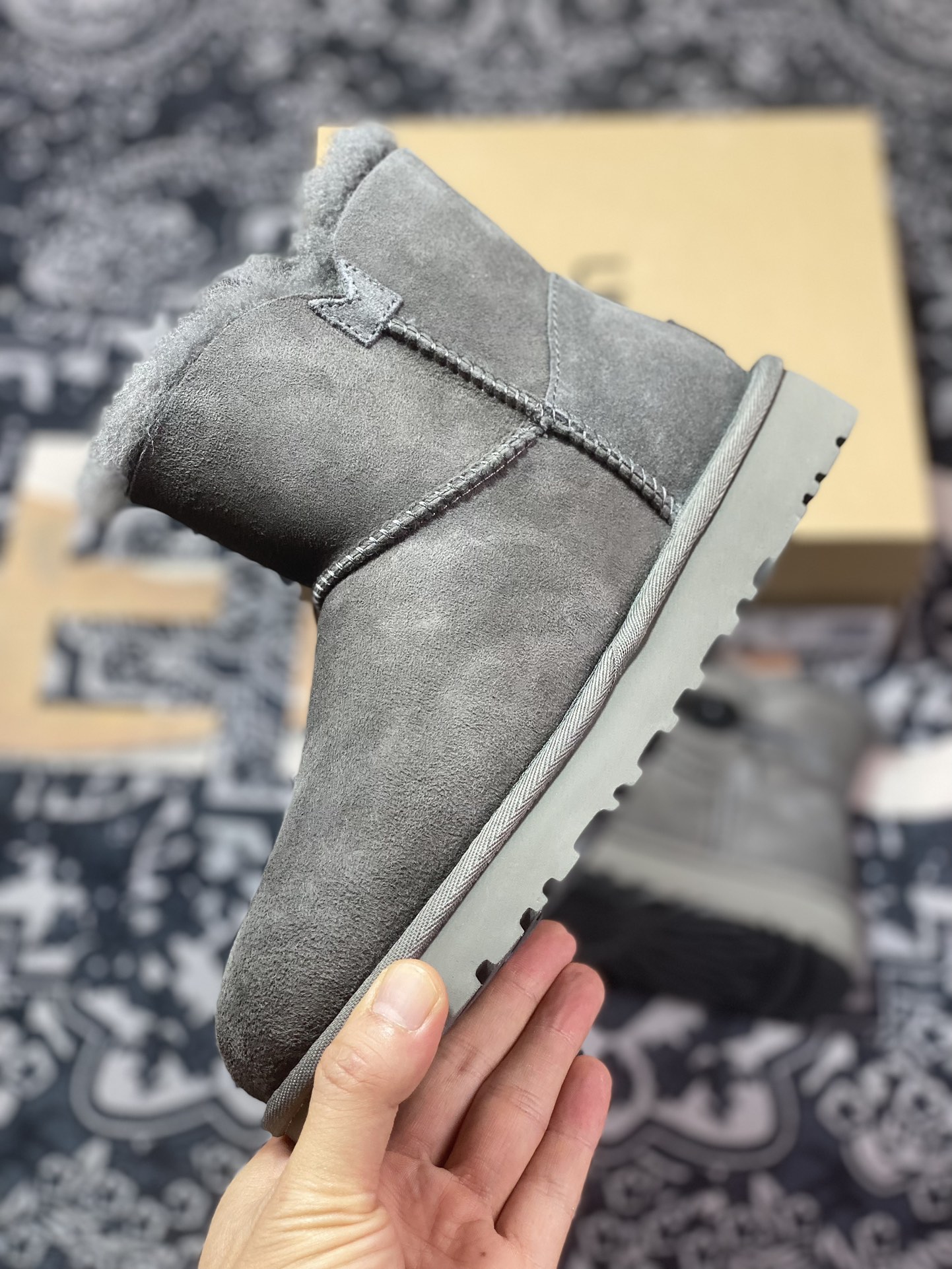 260 UGG W Mini Bailey Button II 迷你贝莉纽扣2.0系列经典女士短靴“全灰加绒”1016422-GREY-05