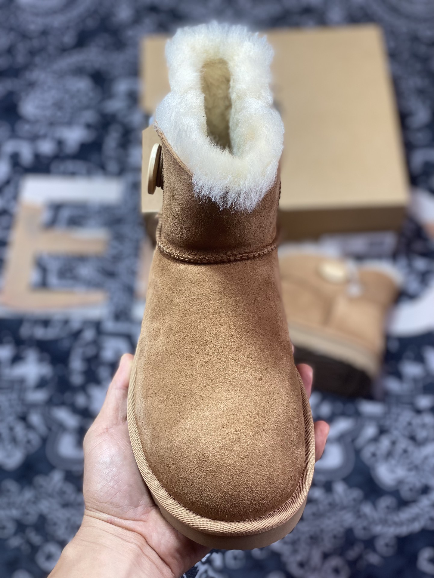 260  UGG W Mini Bailey Button II 迷你贝莉纽扣2.0系列经典女士短靴“栗子棕加绒”1016422-CHE-05