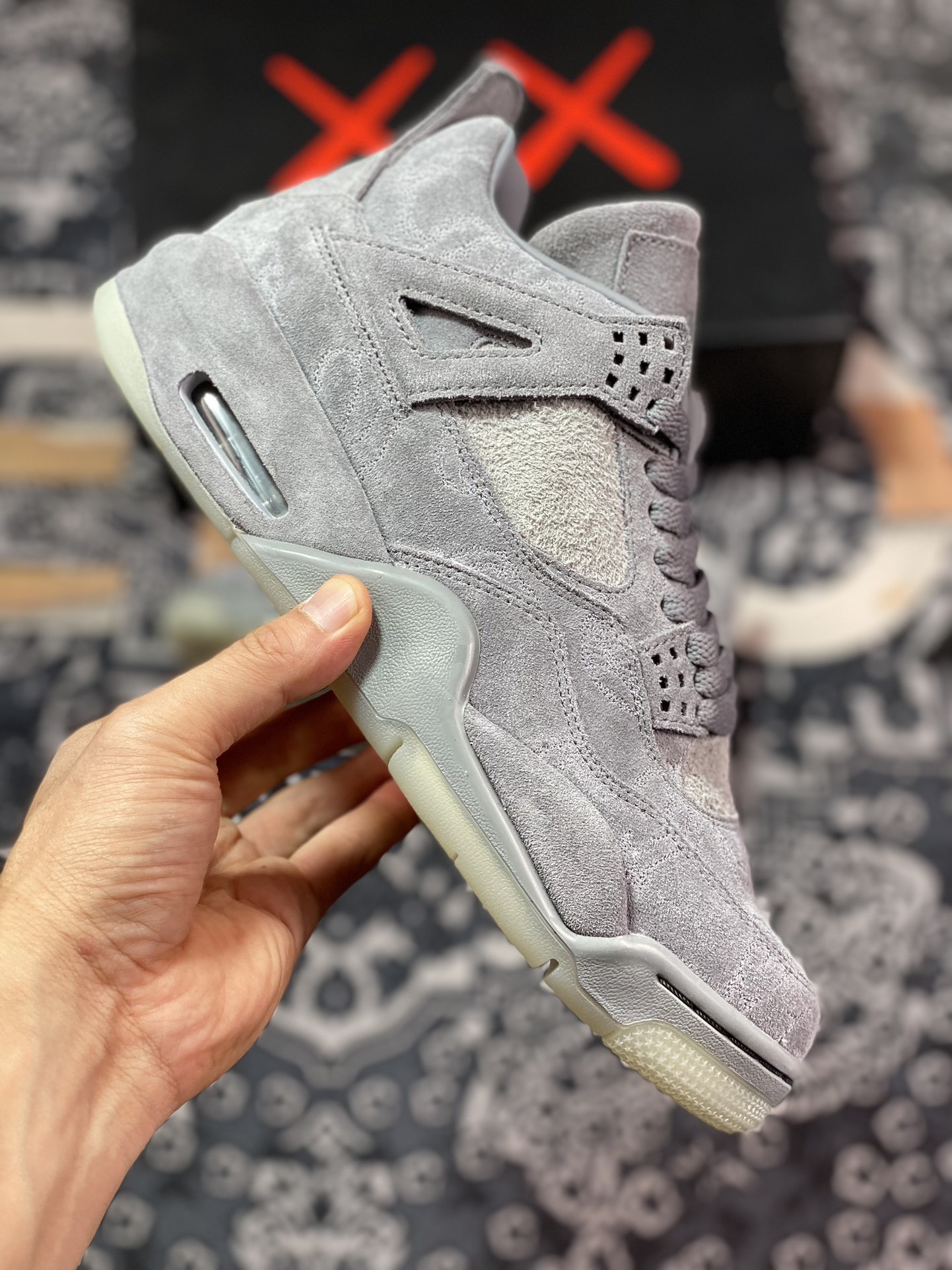 580 Kaws x Air Jordan 4 AJ4乔4 限量联名 灰麂皮 930155-003