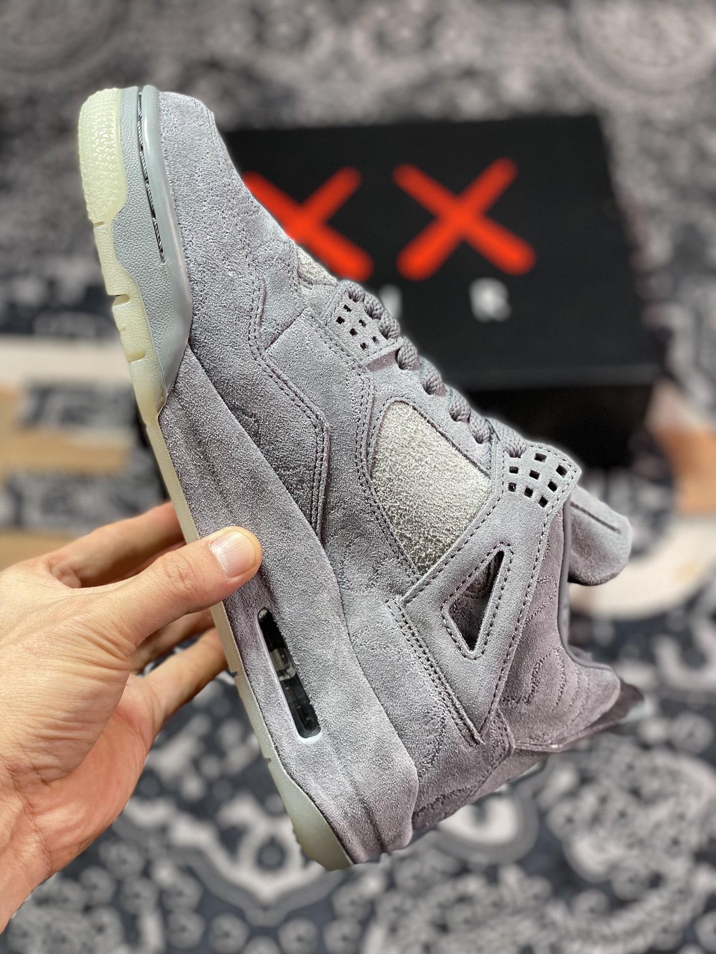 580 Kaws x Air Jordan 4 AJ4乔4 限量联名 灰麂皮 930155-003