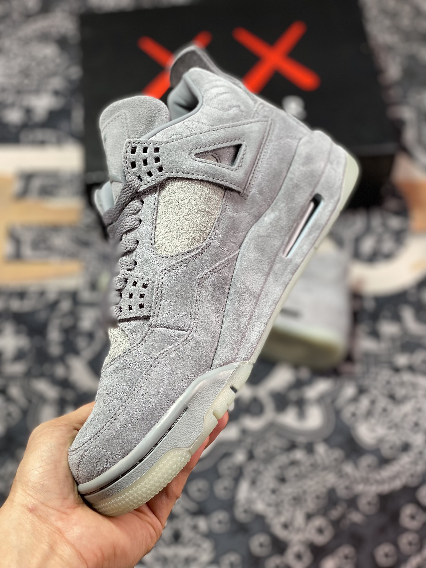 580 Kaws x Air Jordan 4 AJ4乔4 限量联名 灰麂皮 930155-003