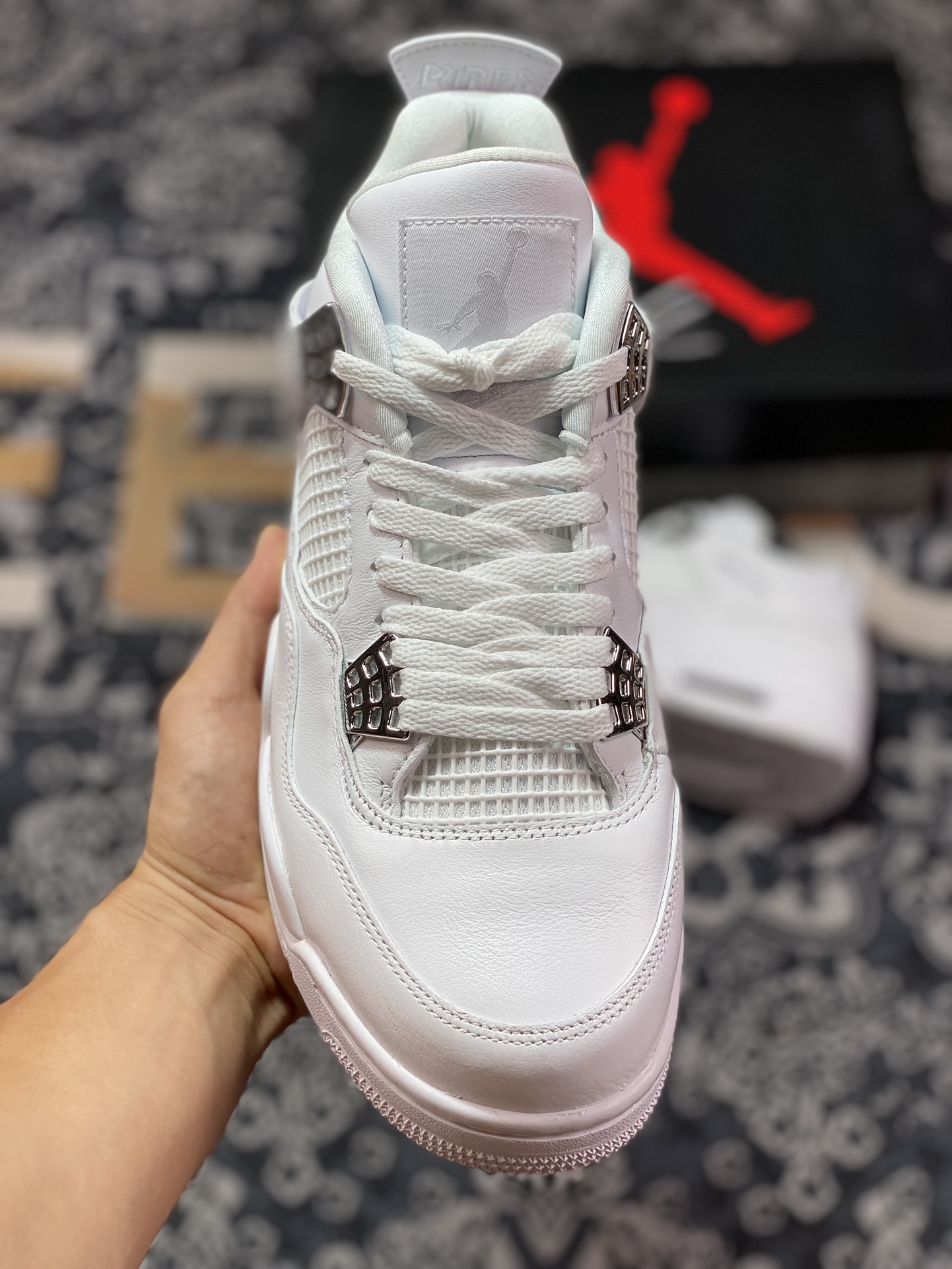 380  New 绿X 巅峰版本 全新升级 Jordan Air Jordan 4 retro pure money 银扣 纯白  308497-100