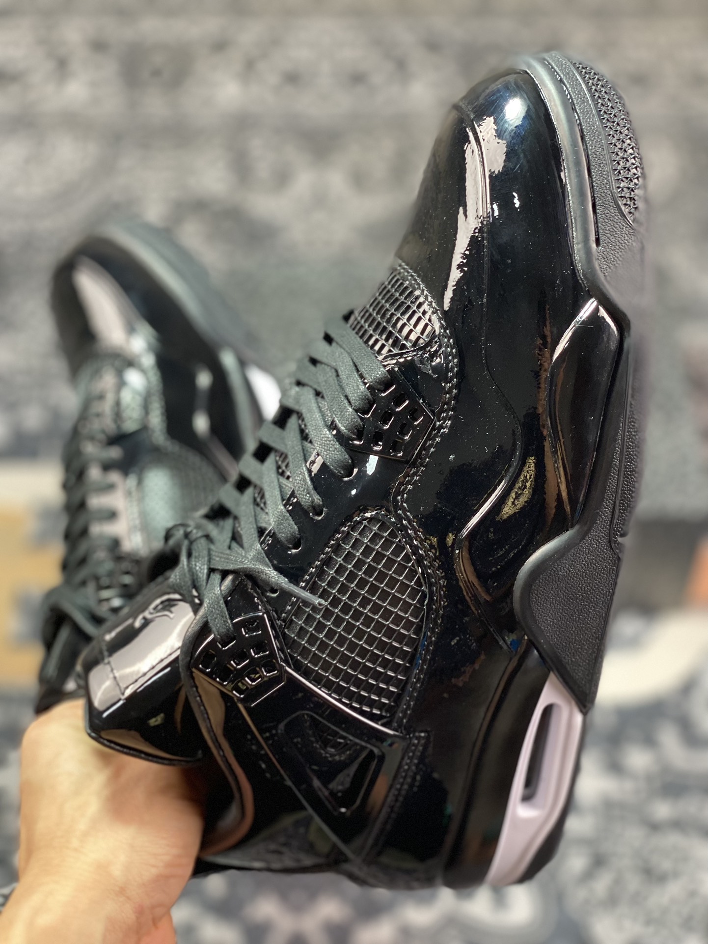 380  Air Jordan 4 ” 11Lab4 Black ” AJ4乔4 黑漆皮 文化篮球鞋 719864-010