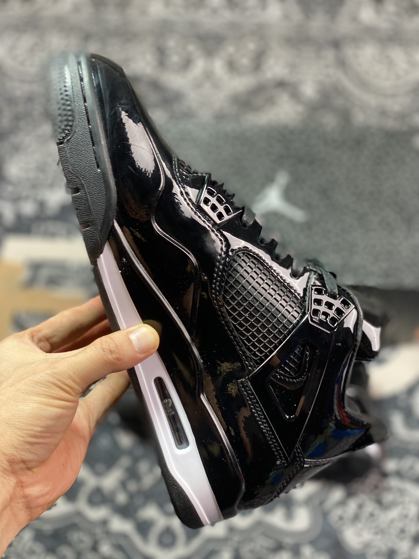 380  Air Jordan 4 ” 11Lab4 Black ” AJ4乔4 黑漆皮 文化篮球鞋 719864-010