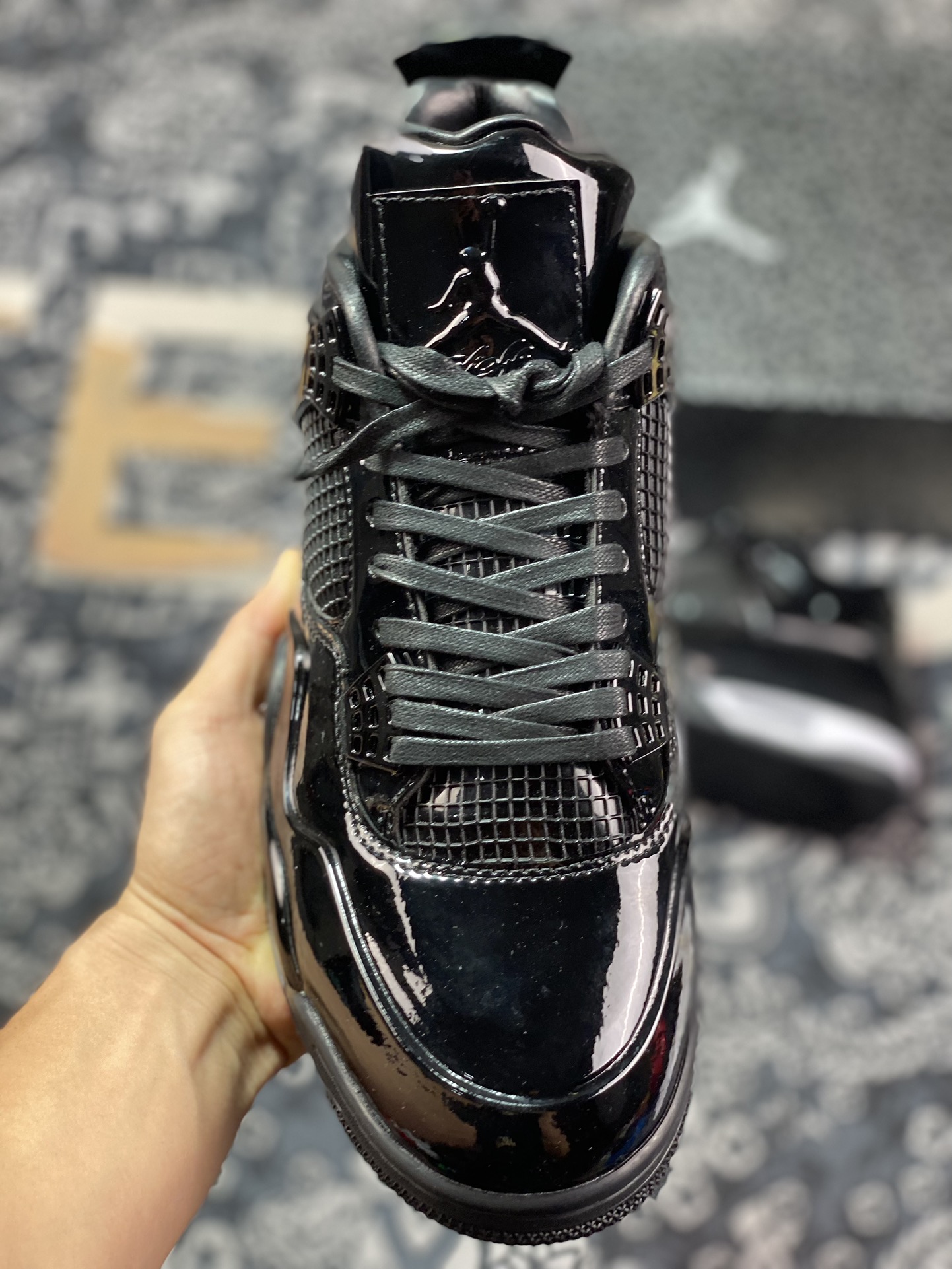 380  Air Jordan 4 ” 11Lab4 Black ” AJ4乔4 黑漆皮 文化篮球鞋 719864-010