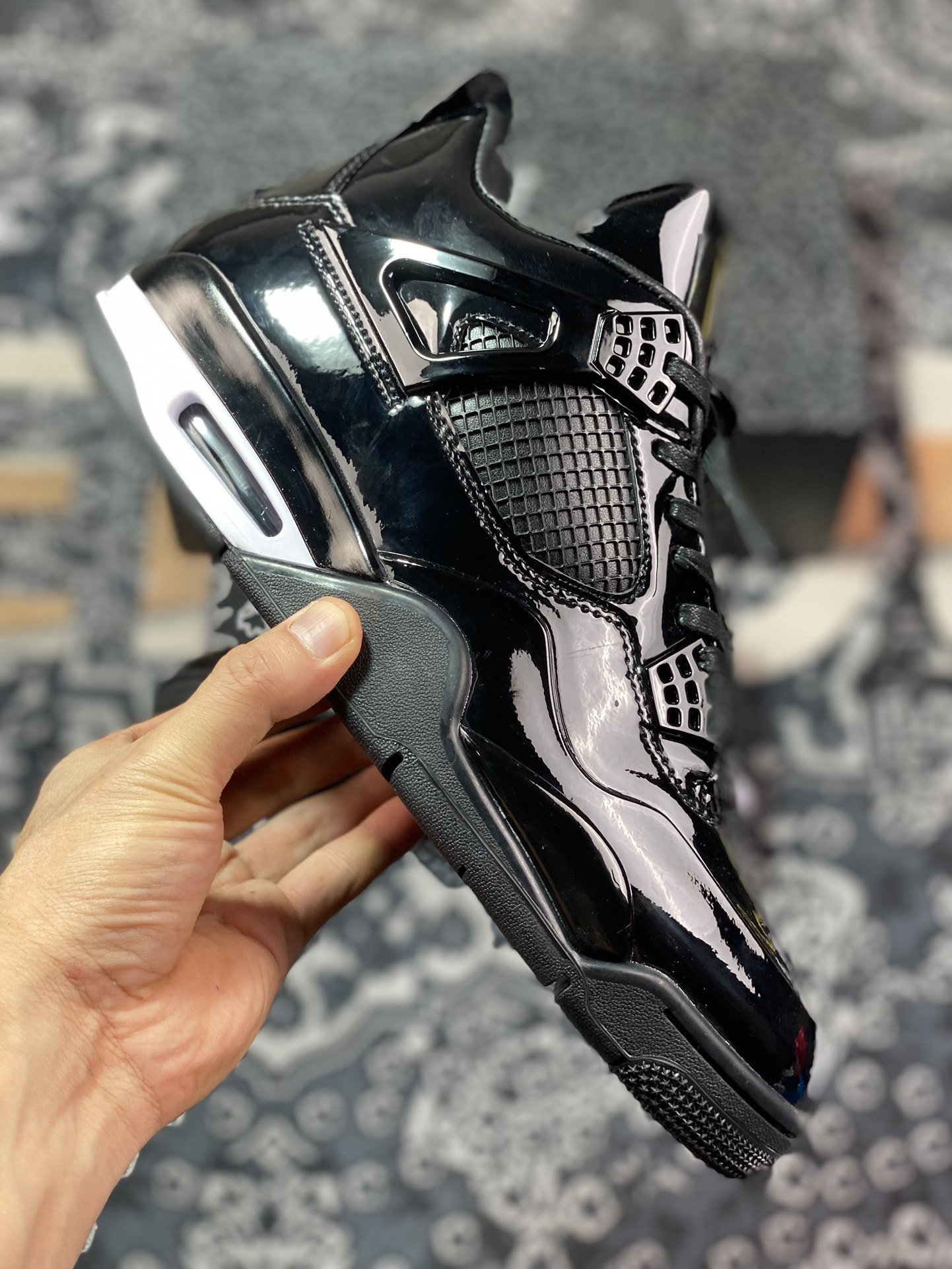 380  Air Jordan 4 ” 11Lab4 Black ” AJ4乔4 黑漆皮 文化篮球鞋 719864-010