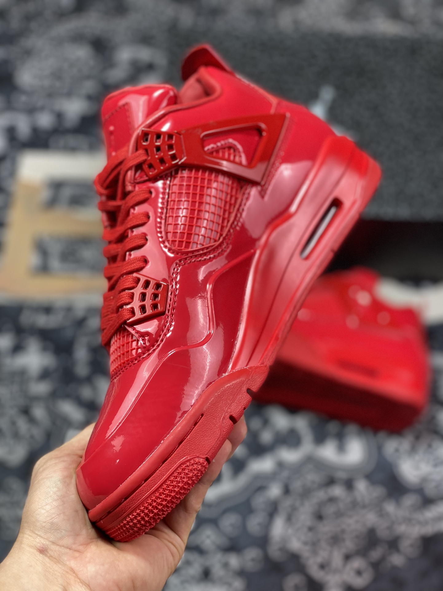 380 Air Jordan 4 ” 11Lab4 Red ” AJ4乔4 红漆皮 文化篮球鞋 719864-600