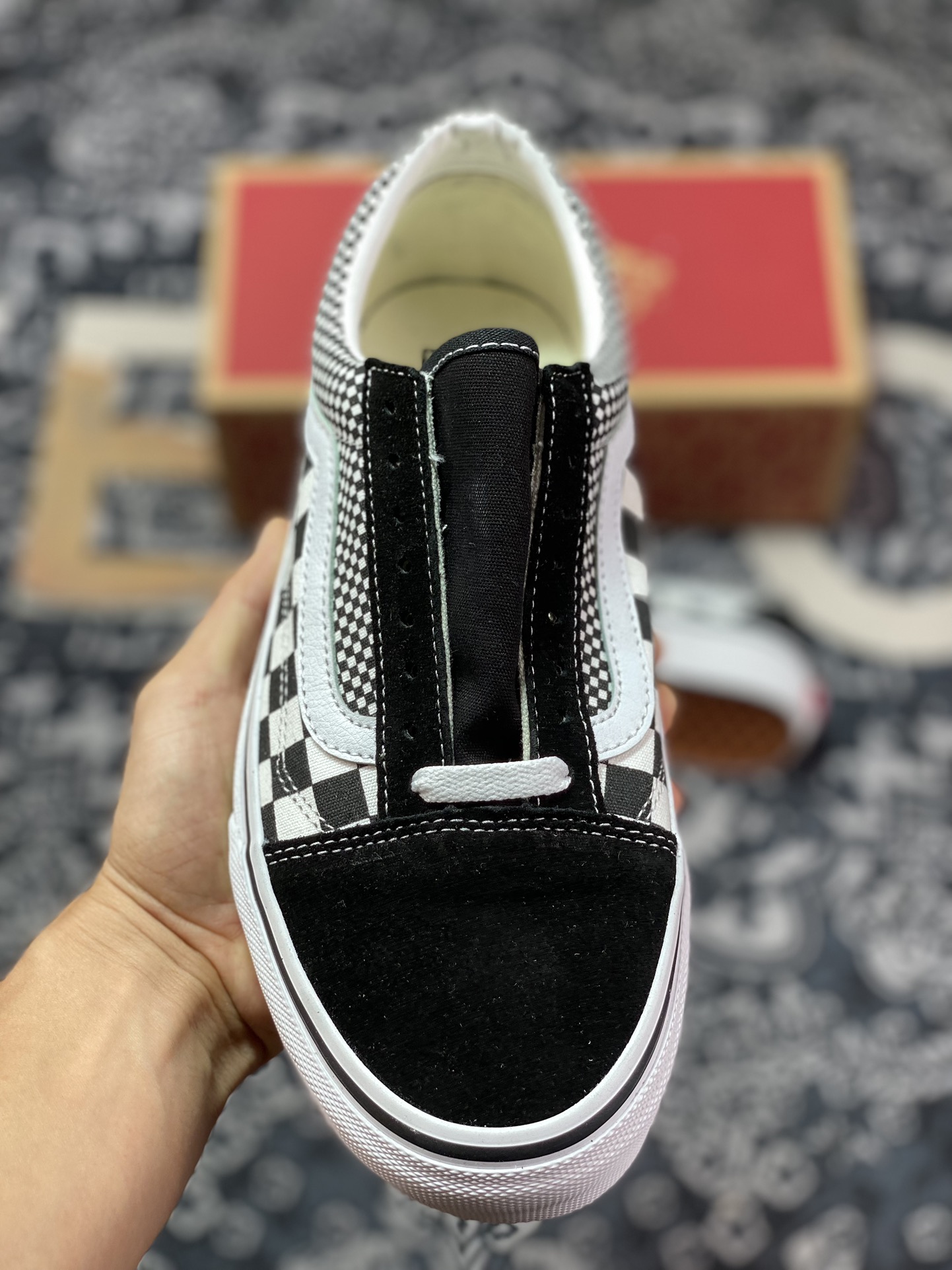 150  Vans Old Skool 黑白棋盘格拼接帆布鞋