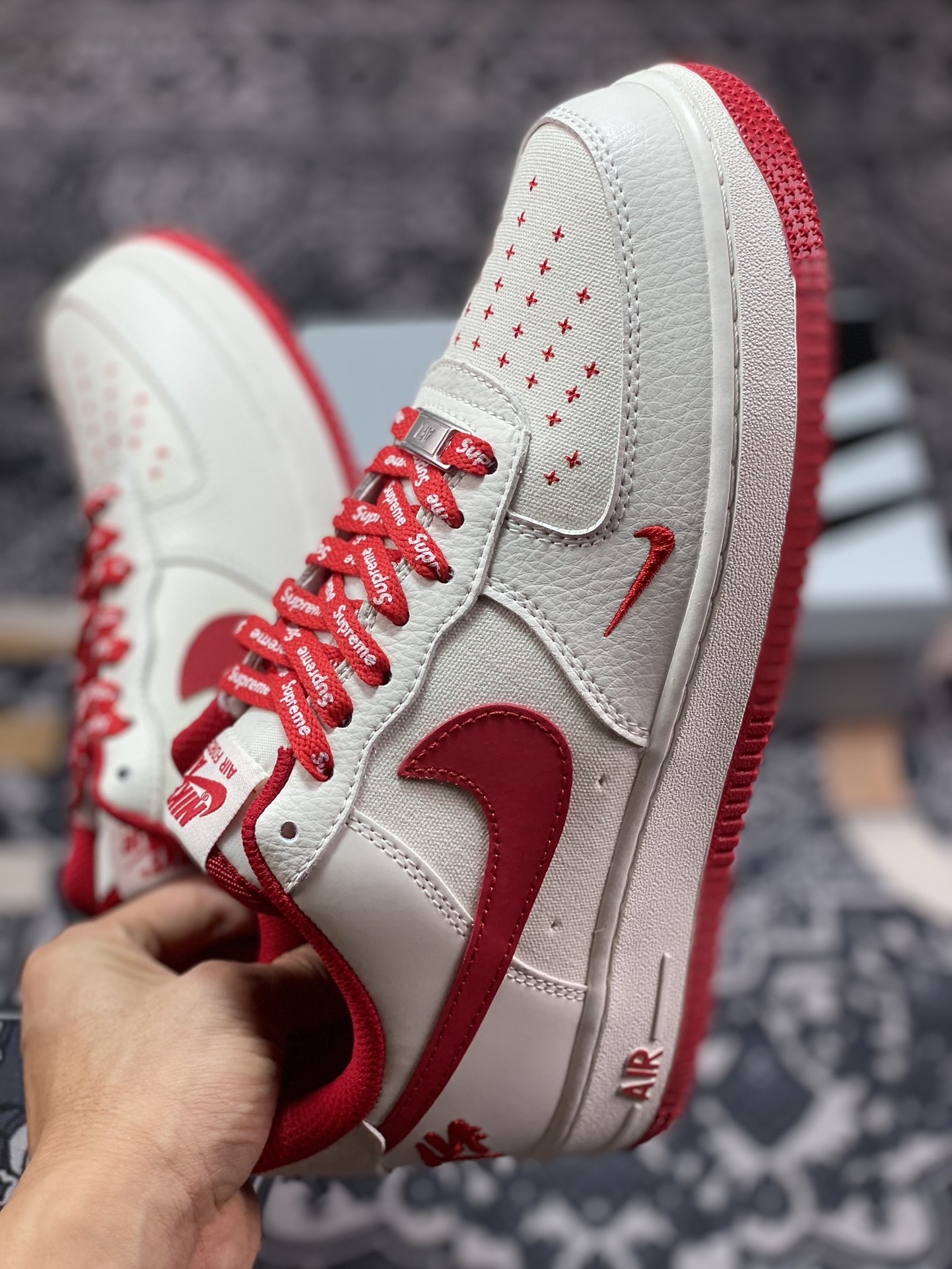 240   Nike Air Force 1 Low"Terror Squad"空军一号板鞋“拼接米白大红TS刺绣”PF9055-758