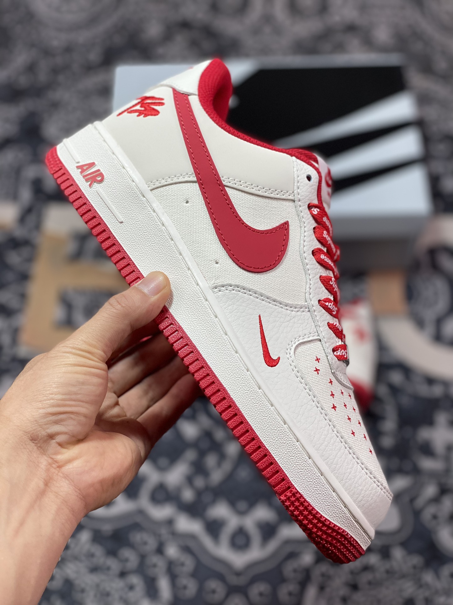 240   Nike Air Force 1 Low"Terror Squad"空军一号板鞋“拼接米白大红TS刺绣”PF9055-758