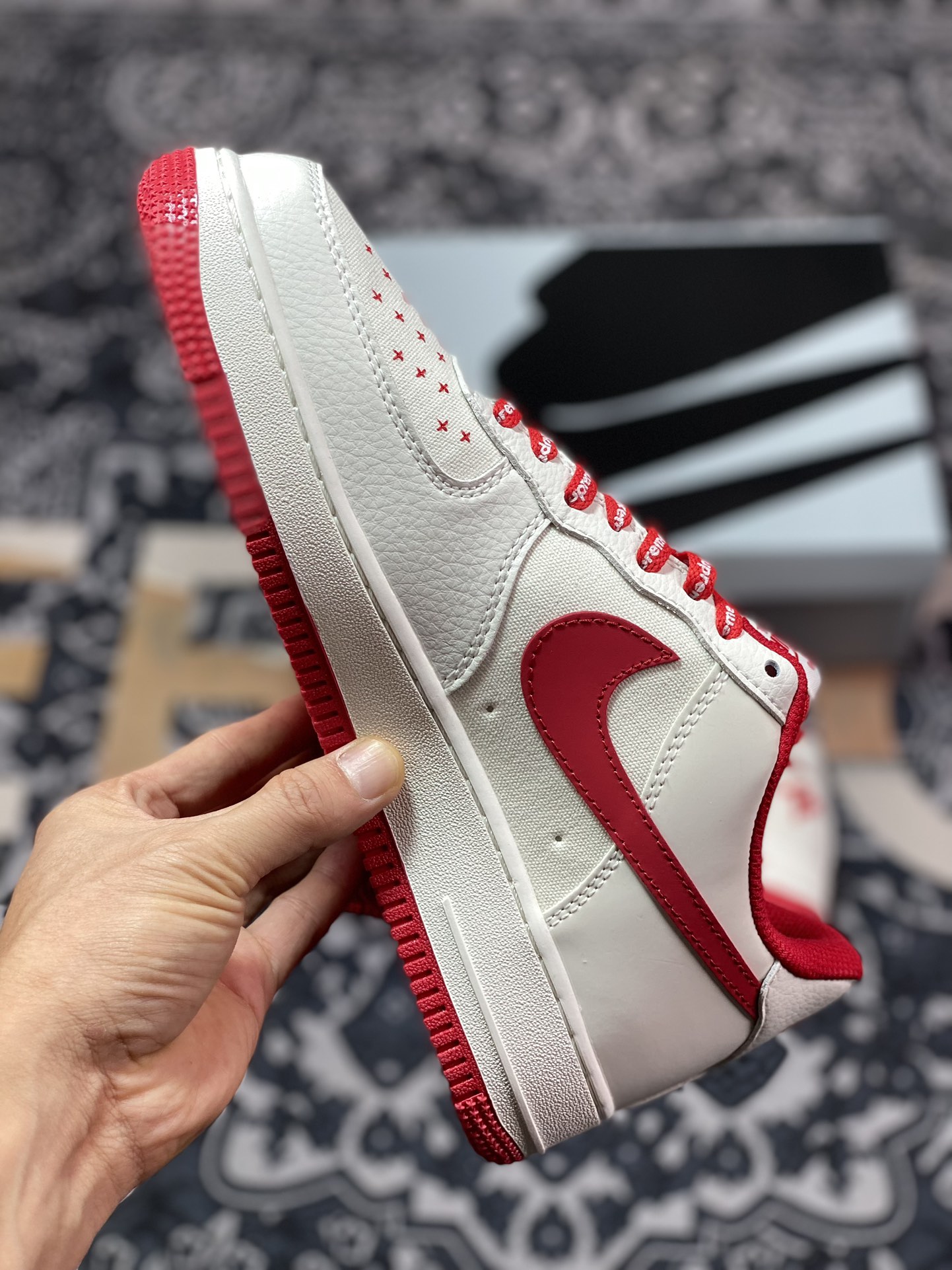 240   Nike Air Force 1 Low"Terror Squad"空军一号板鞋“拼接米白大红TS刺绣”PF9055-758