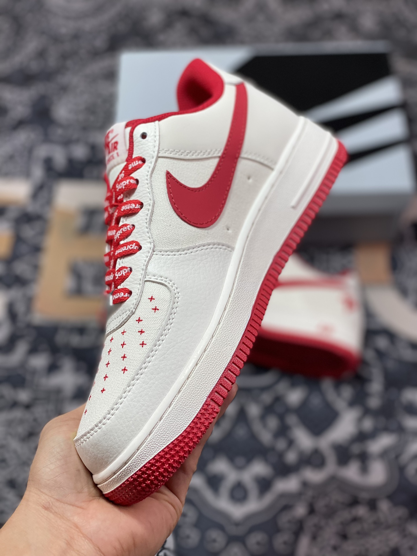 240   Nike Air Force 1 Low"Terror Squad"空军一号板鞋“拼接米白大红TS刺绣”PF9055-758