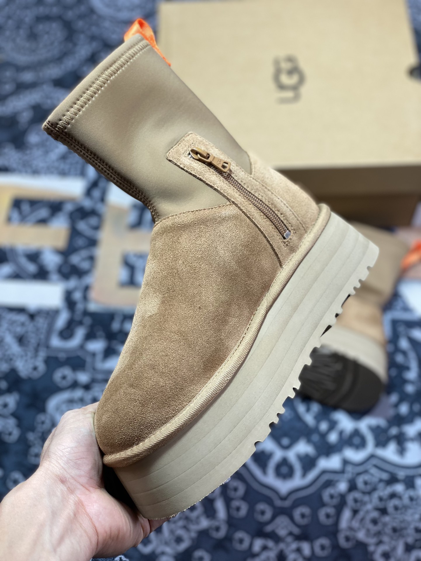 American light luxury brand ugg new deep boots casual versatile thick-soled high boots ”chestnut plus velvet”