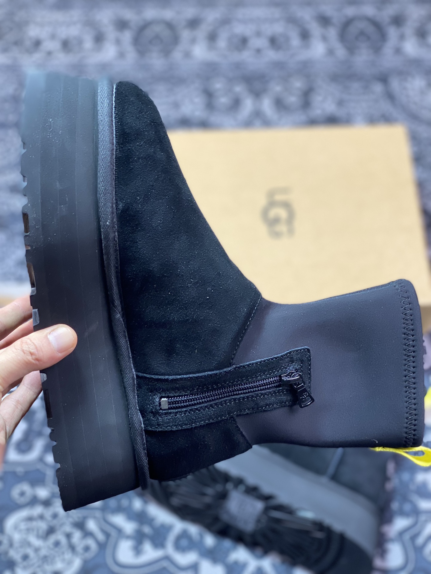 American light luxury brand ugg new deep boots casual versatile thick-soled high boots ”black plus velvet”