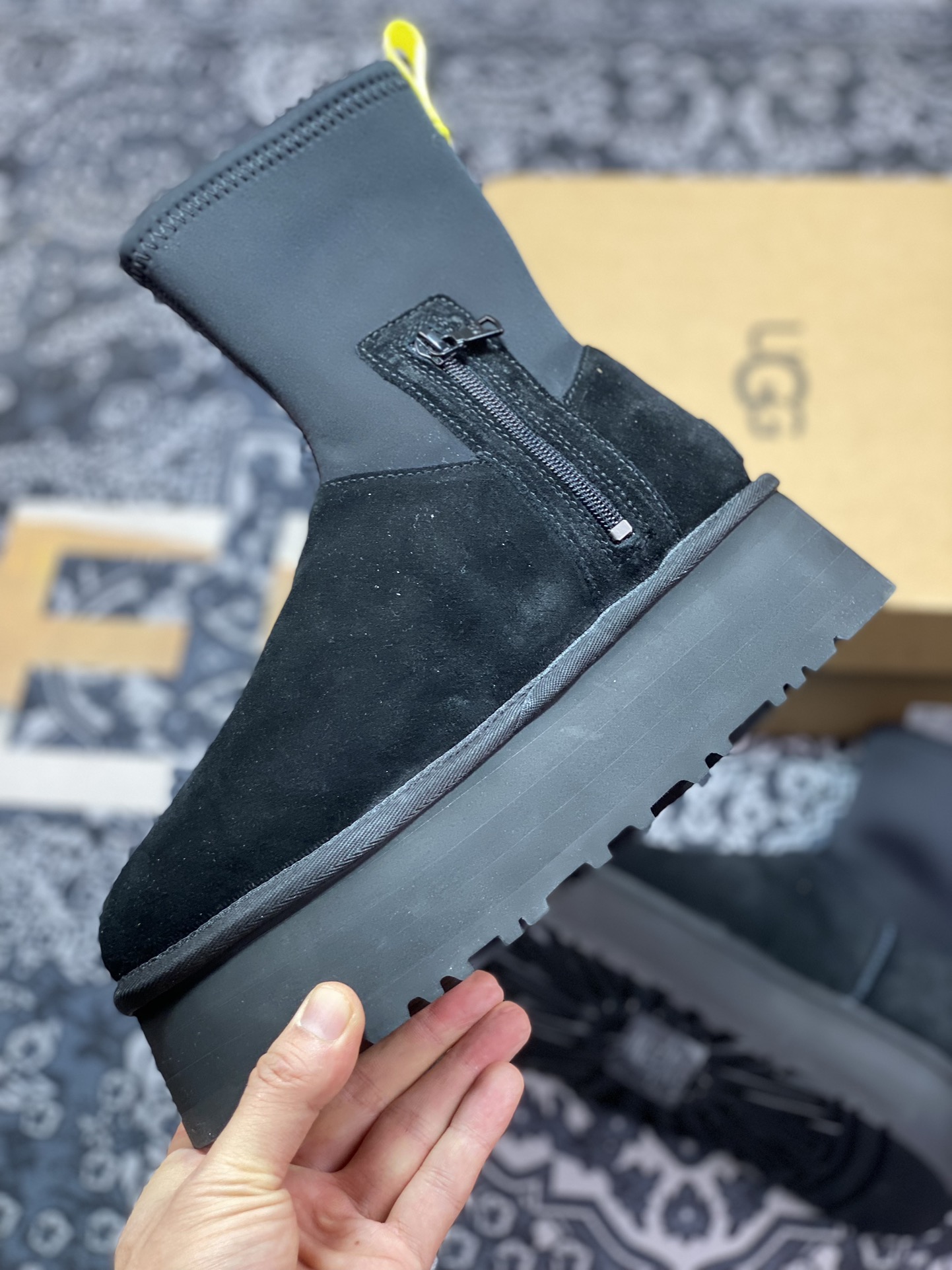 American light luxury brand ugg new deep boots casual versatile thick-soled high boots ”black plus velvet”