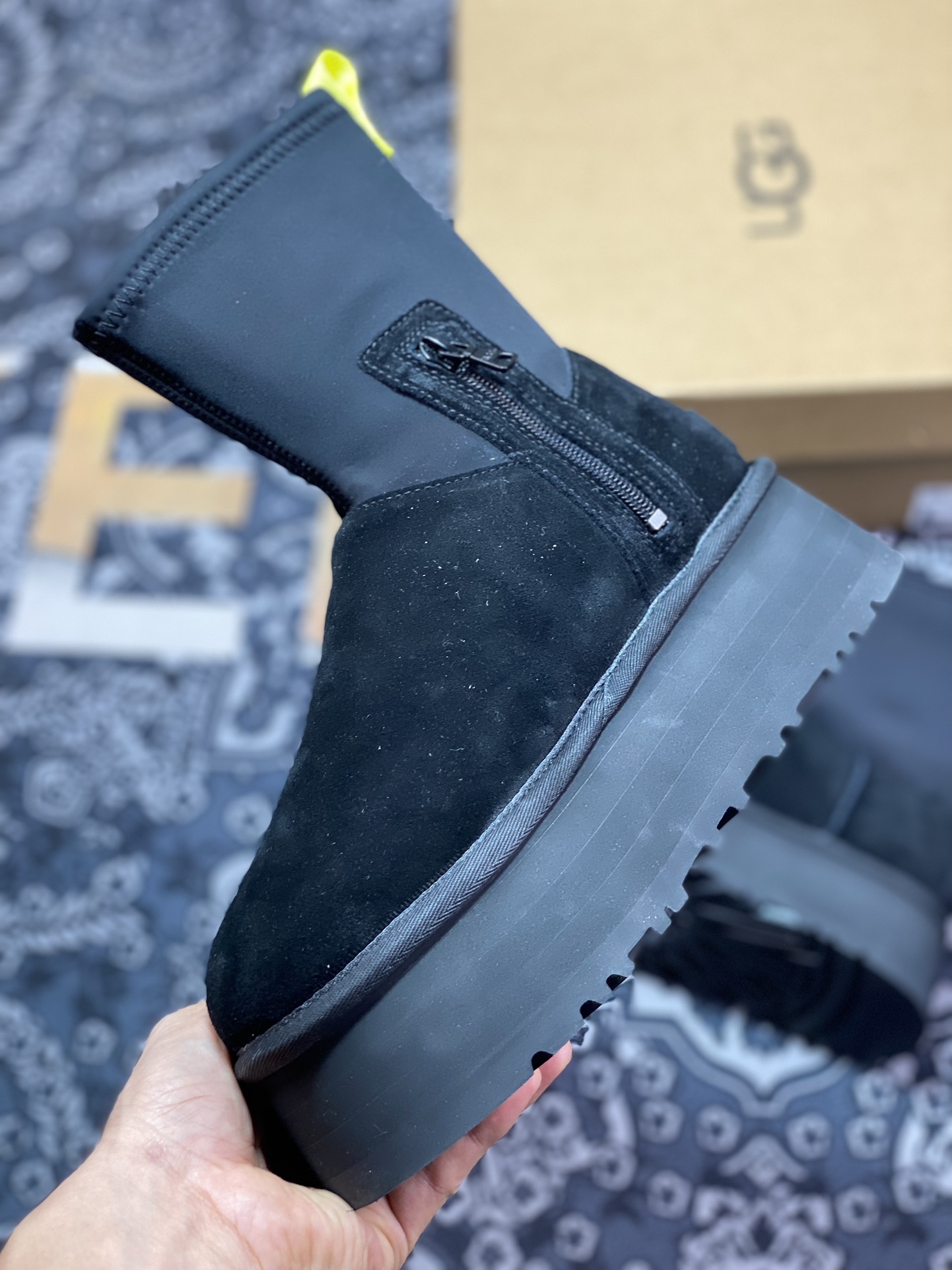 American light luxury brand ugg new deep boots casual versatile thick-soled high boots ”black plus velvet”