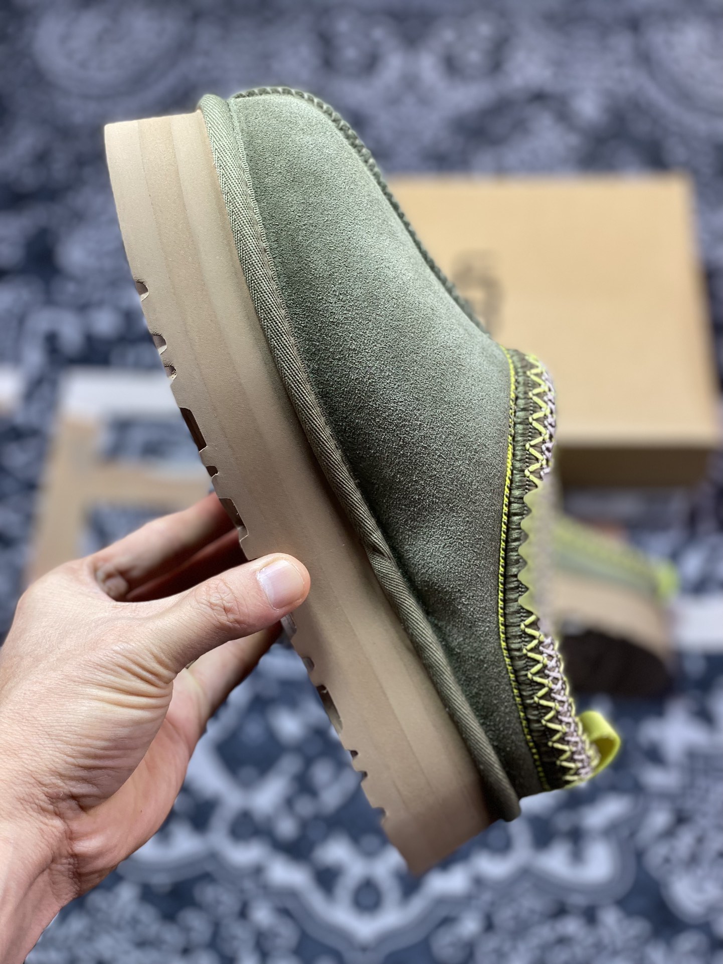 280 UGG W Leisure Tazz Slipper Chestnut 塔茨系列加厚款穆勒风包头舒适露跟半拖鞋“森林绿编织加绒”