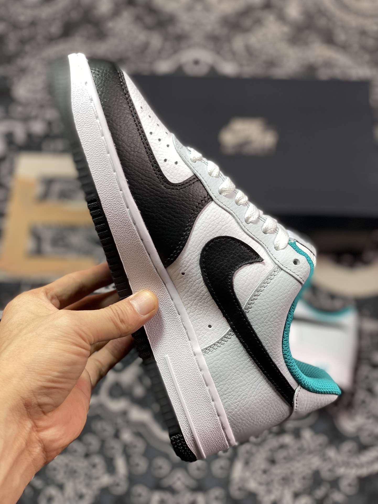 220 Nike Air Force 1 Low GS"Black/White/Green"空军一号板鞋“黑白薄荷浅绿”JH5778-985