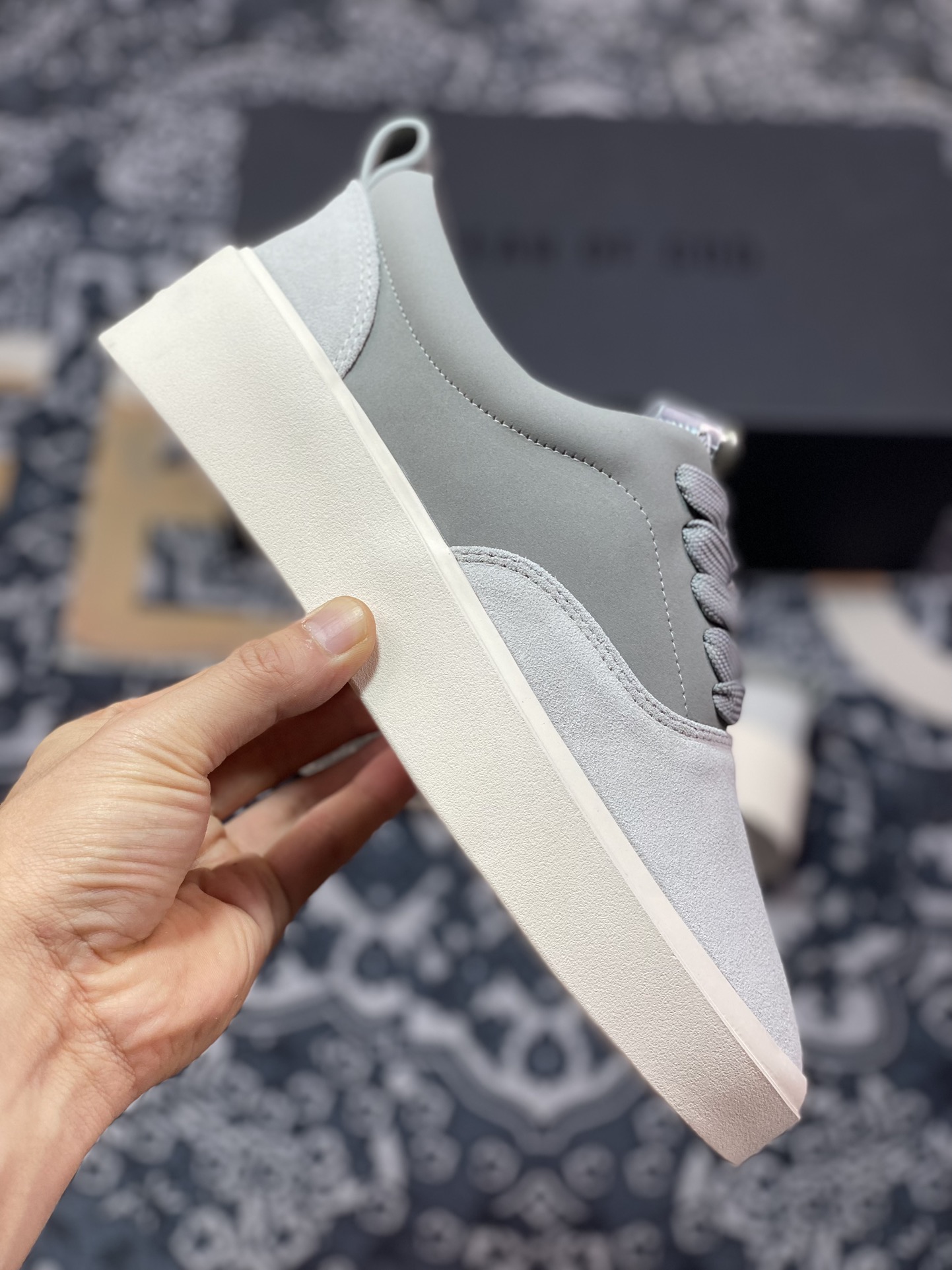 320 Fear of God 101 Low Top Sneaker 平底低帮增高板鞋“拼接浅灰深灰”5R18-7000 069