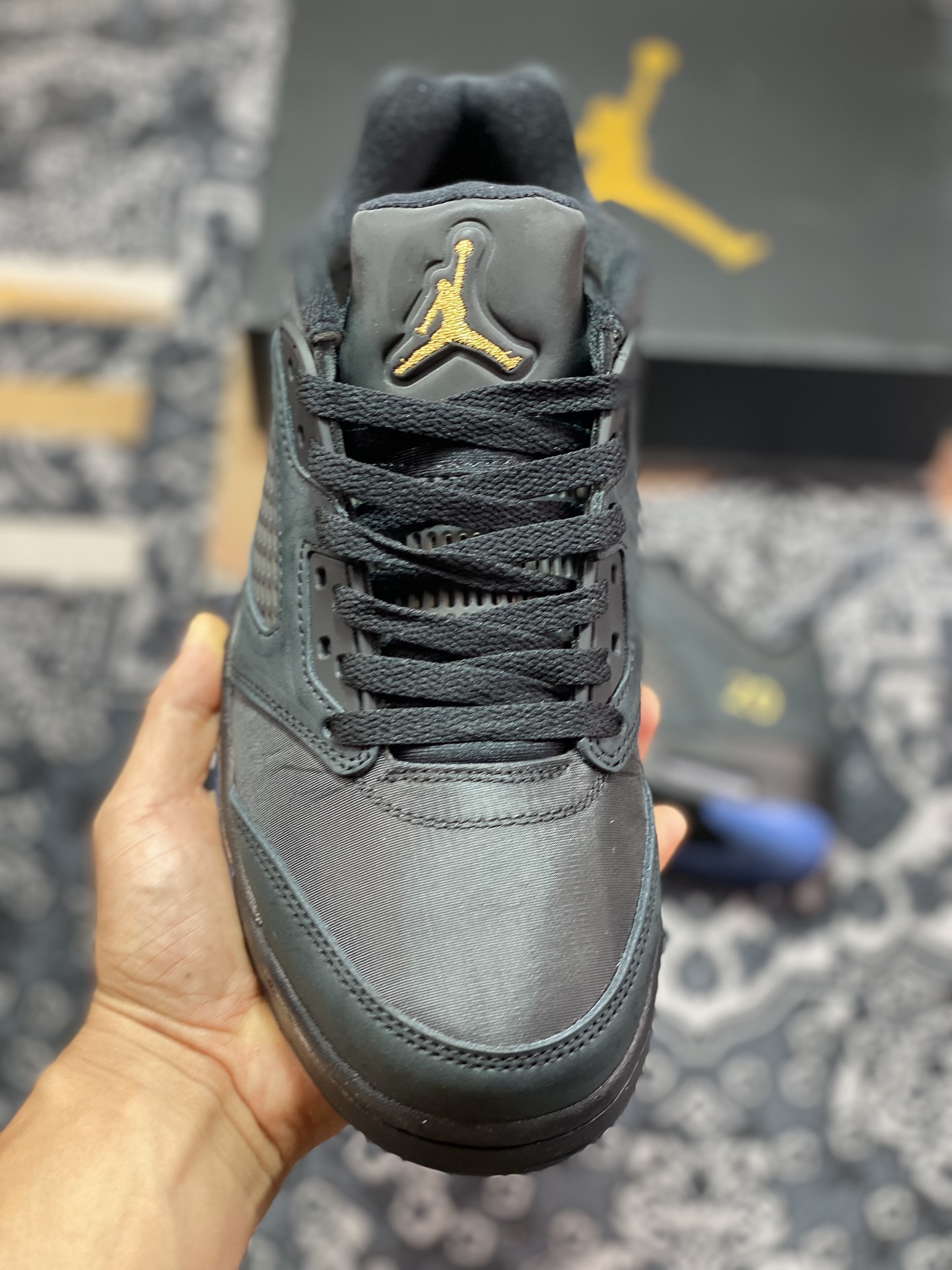 Air Jordan AJ5 Retro Low WF ”Wings” low-top black and gold color DJ1094-001