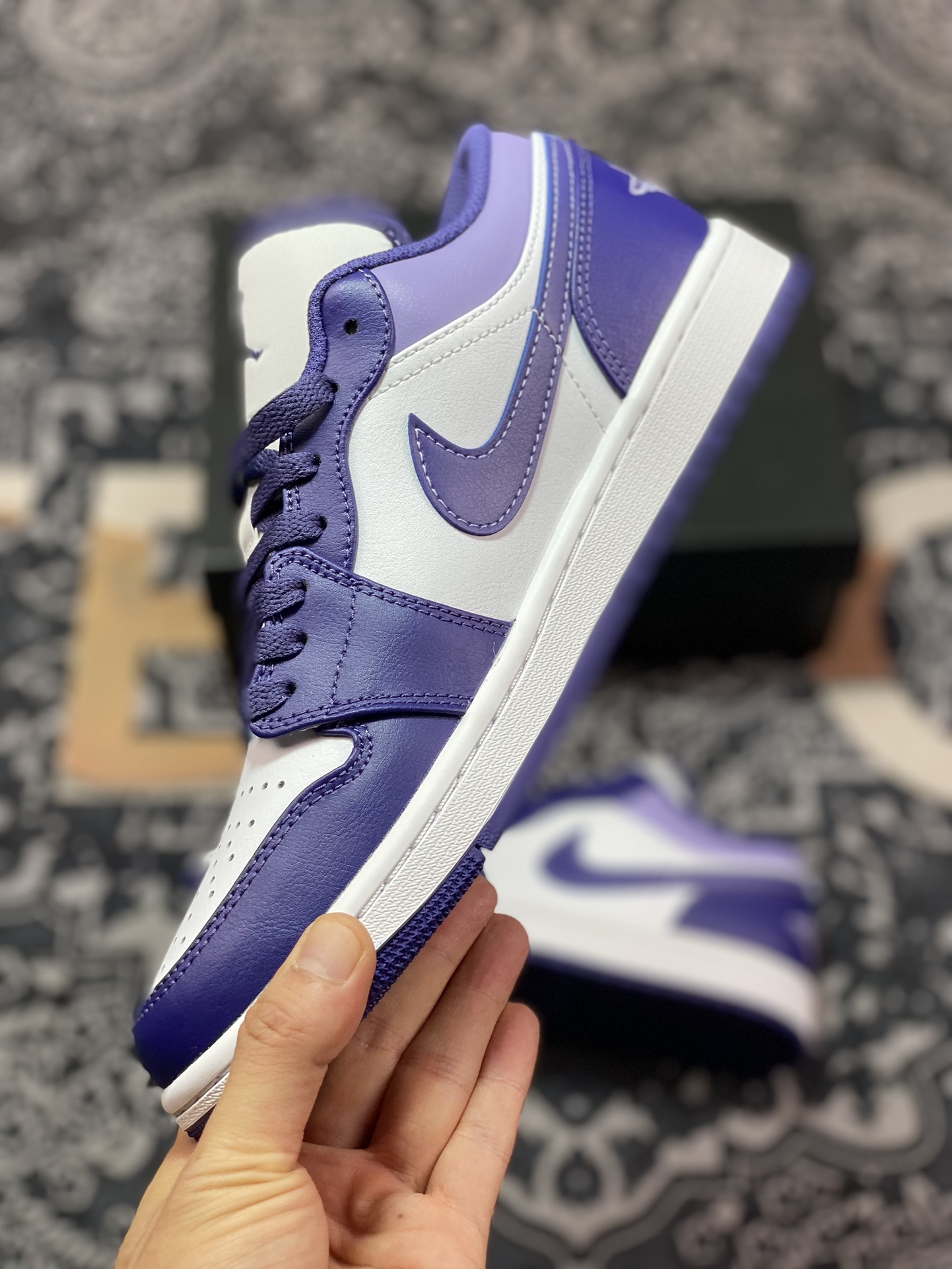 Preferred DT pure original Air Jordan 1 Low AJ1 Joe 1 low-top culture basketball shoes white purple DD3558-515