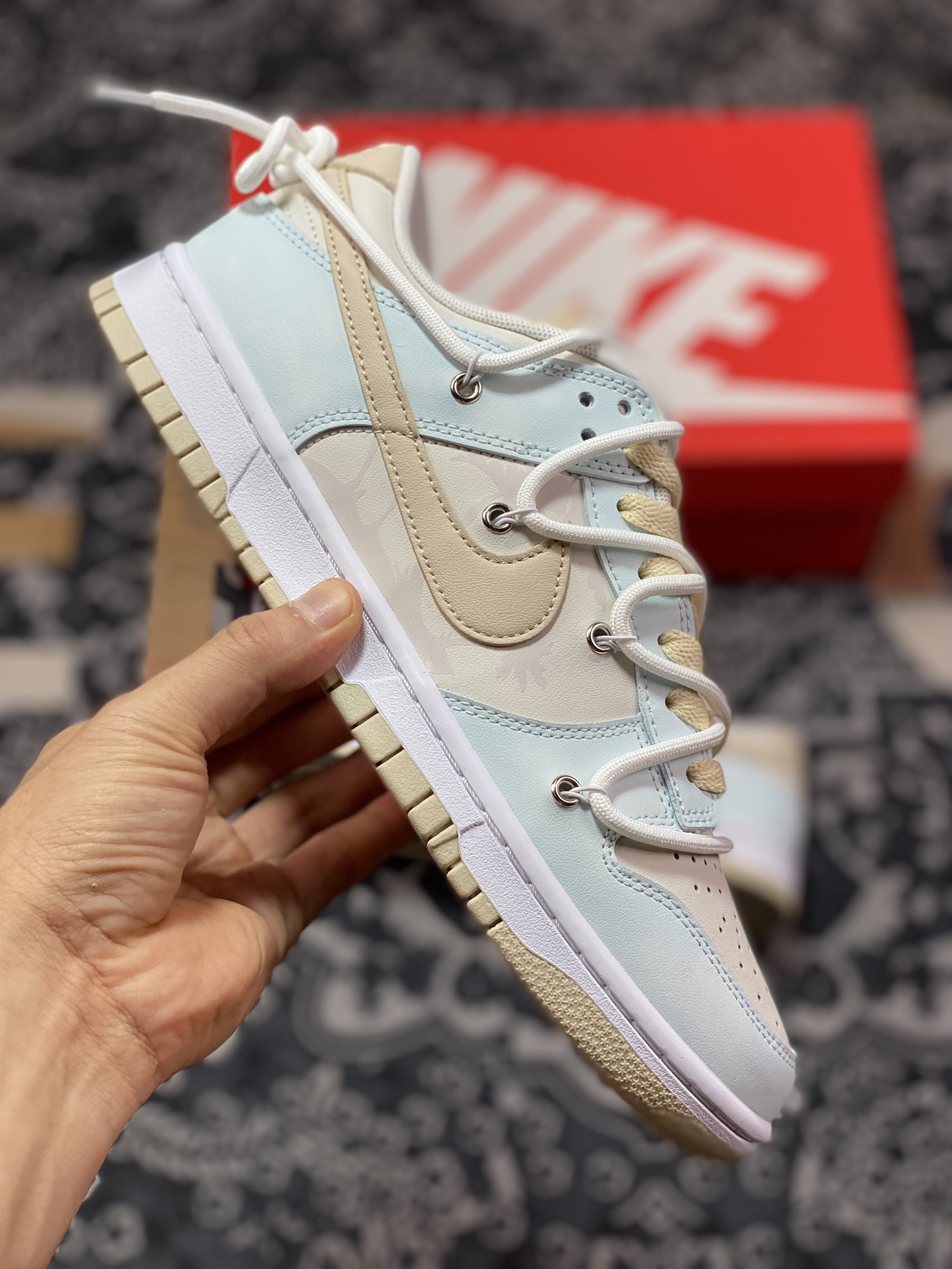 260 【定制球鞋】NK Dunk Low 海盐椰云 米蓝 低帮休闲运动滑板鞋 DV0831-003