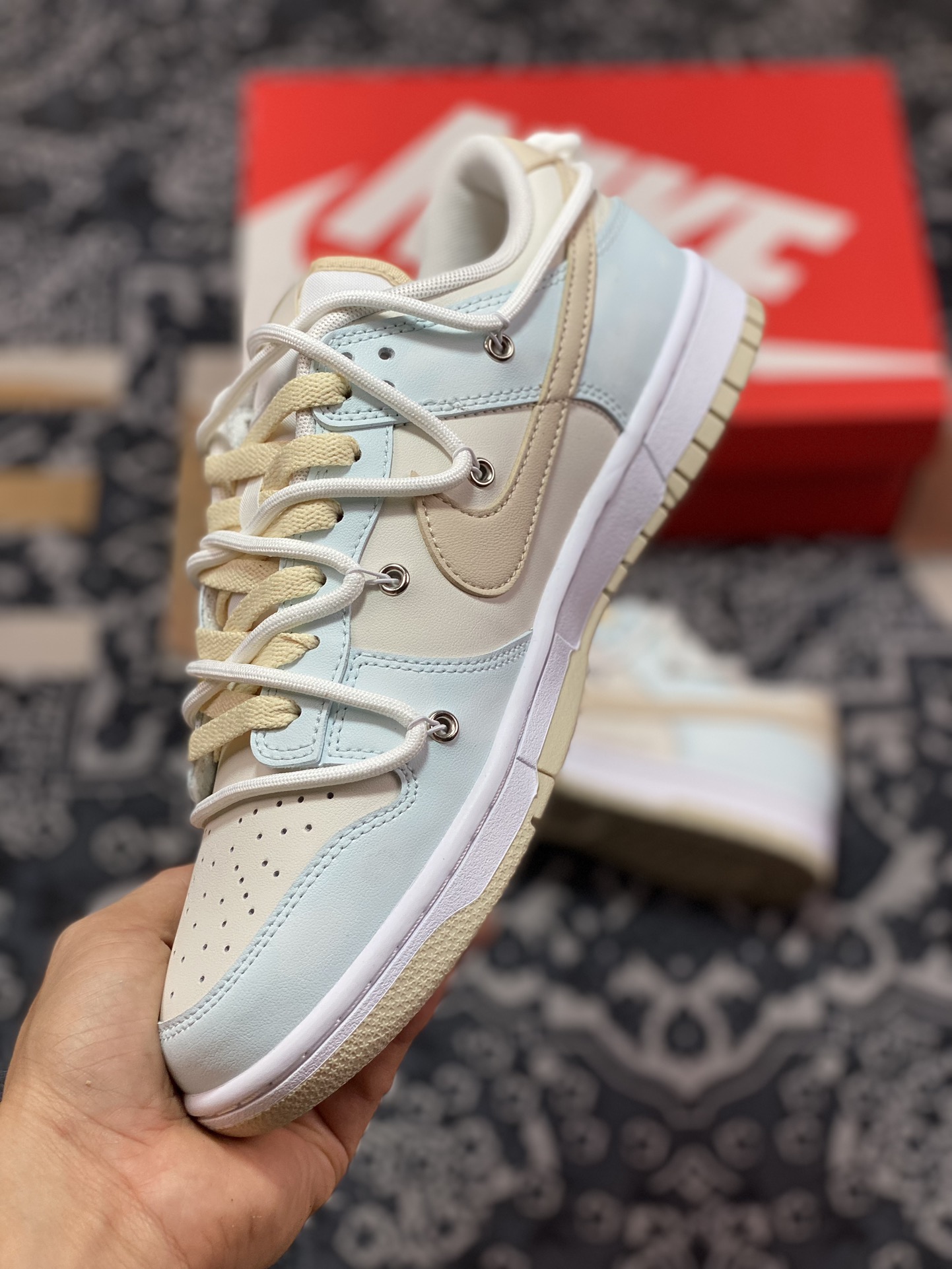 260 【定制球鞋】NK Dunk Low 海盐椰云 米蓝 低帮休闲运动滑板鞋 DV0831-003