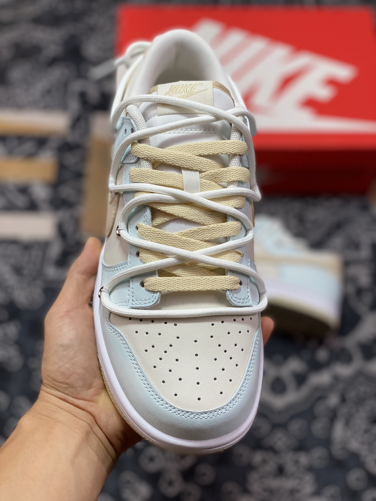 260 【定制球鞋】NK Dunk Low 海盐椰云 米蓝 低帮休闲运动滑板鞋 DV0831-003