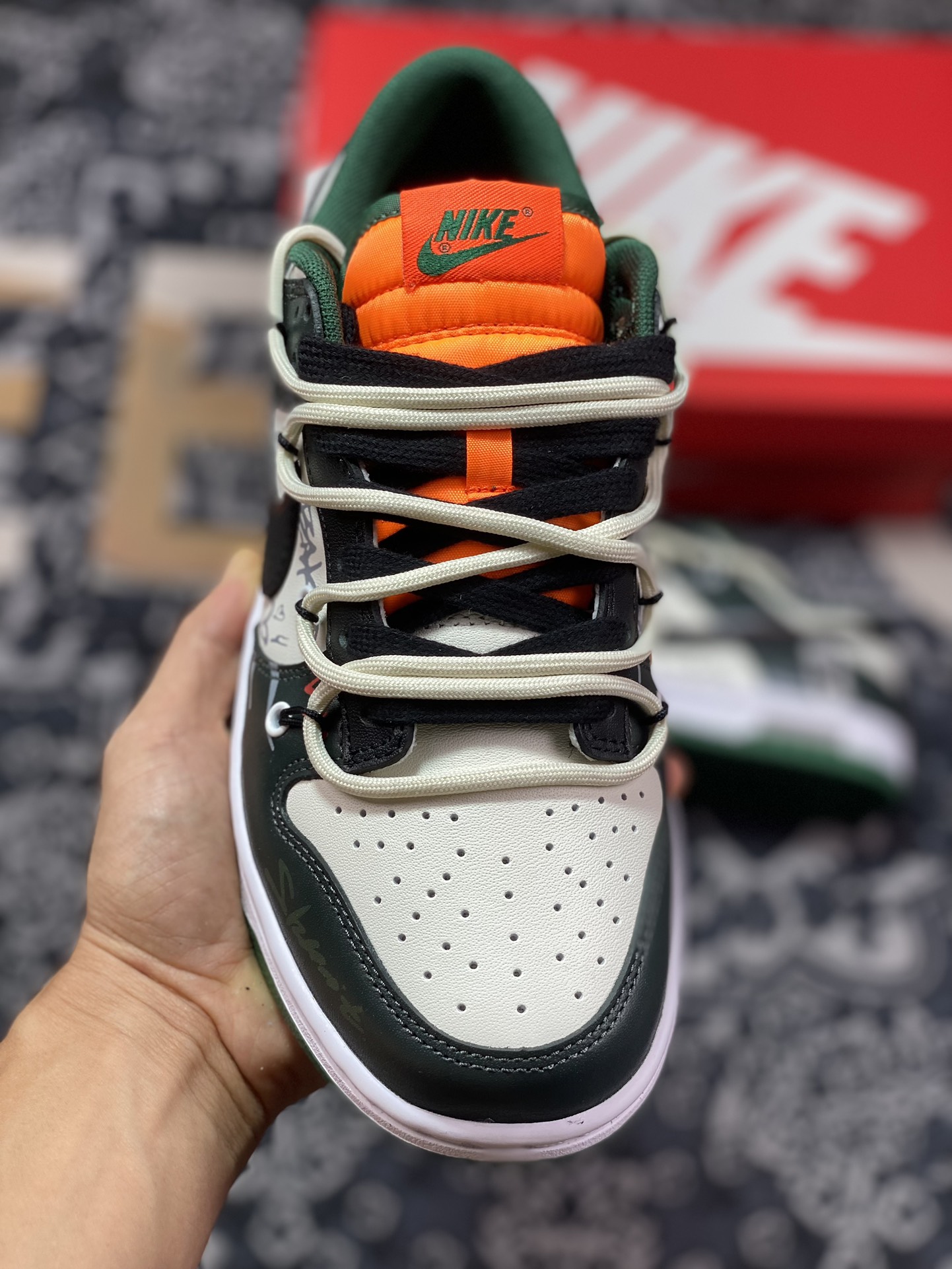 280 Nike  Dunk Low 熊猫恶作剧 滑行轨迹 裂痕板者 白绿黑 低帮休闲运动滑板鞋  DD1391-300