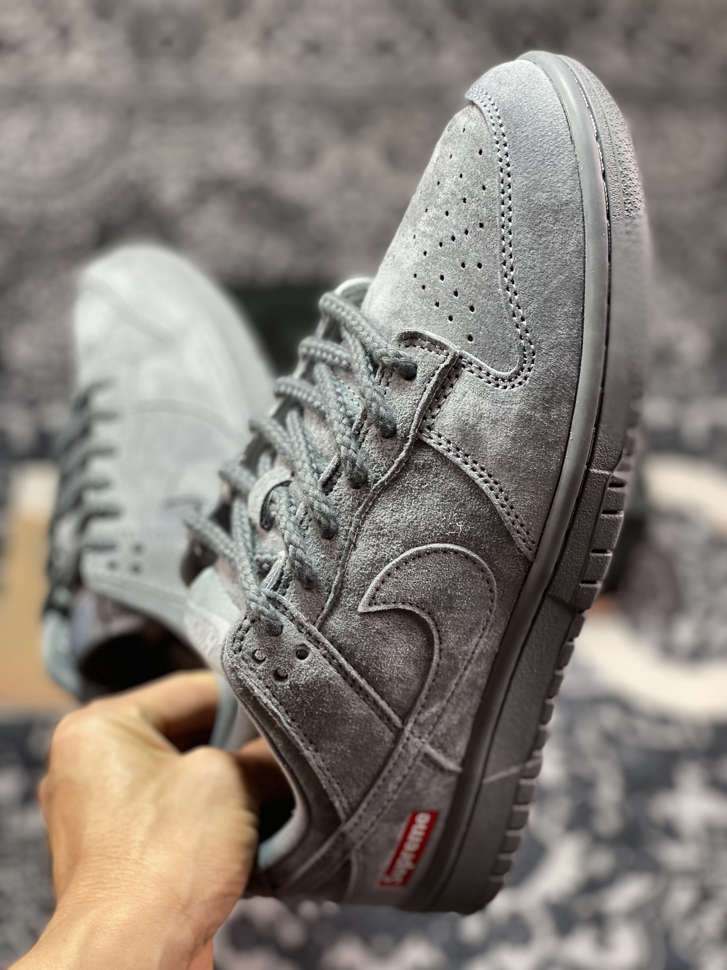 300 Nike  Dunk Low Retro "DIY高端定制" Sup联名翻毛墨灰 低帮休闲运动板鞋 FC1688-121