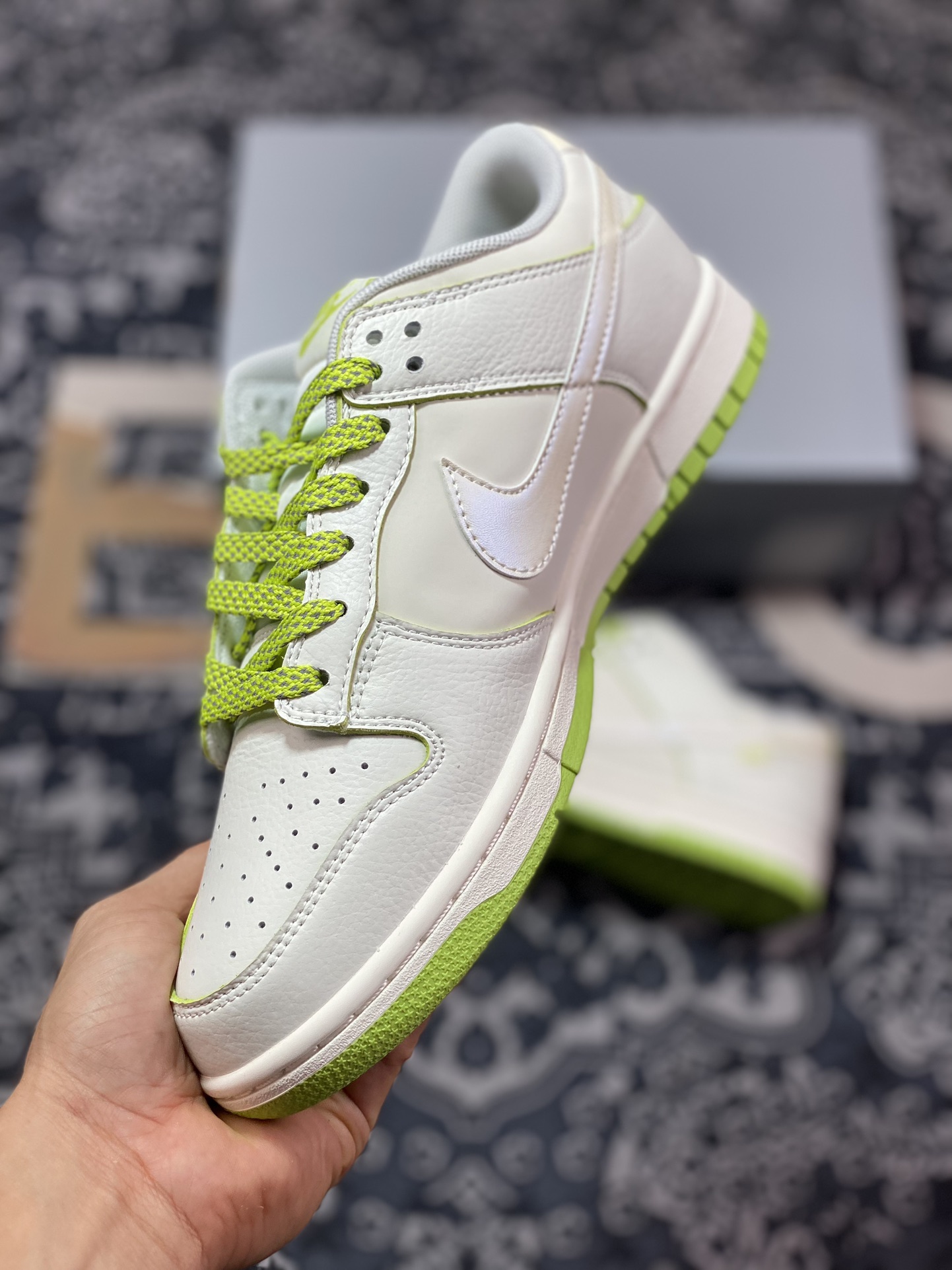 280  Dunk Low Retro 扣篮系列低帮板鞋“皮革米白苹果绿小钩”KK0517-008