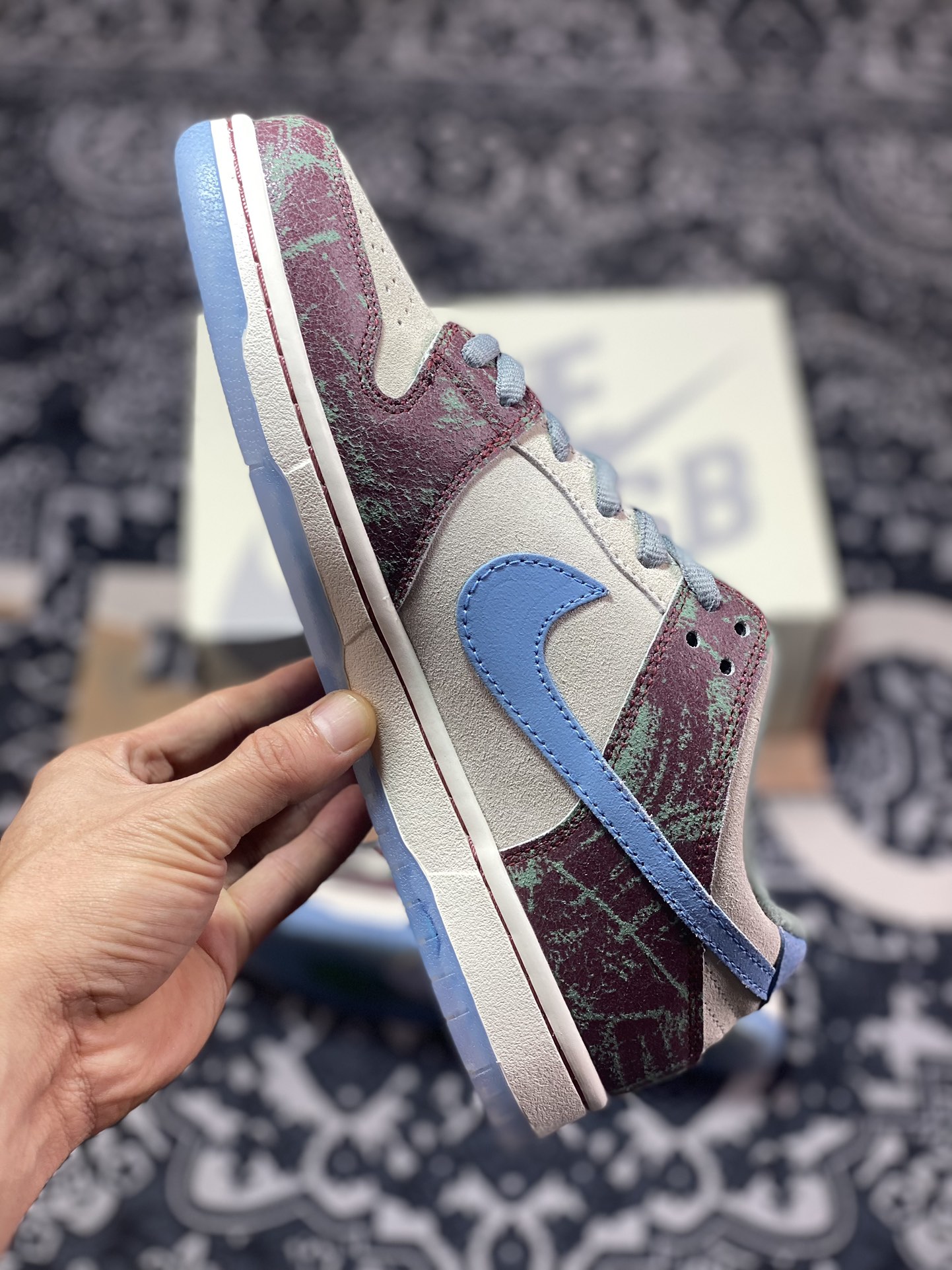 Crenshaw Skate Club x Nike Dunk SB Low Beige Blue Purple Low-top Casual Sports Shoes FN4193-100