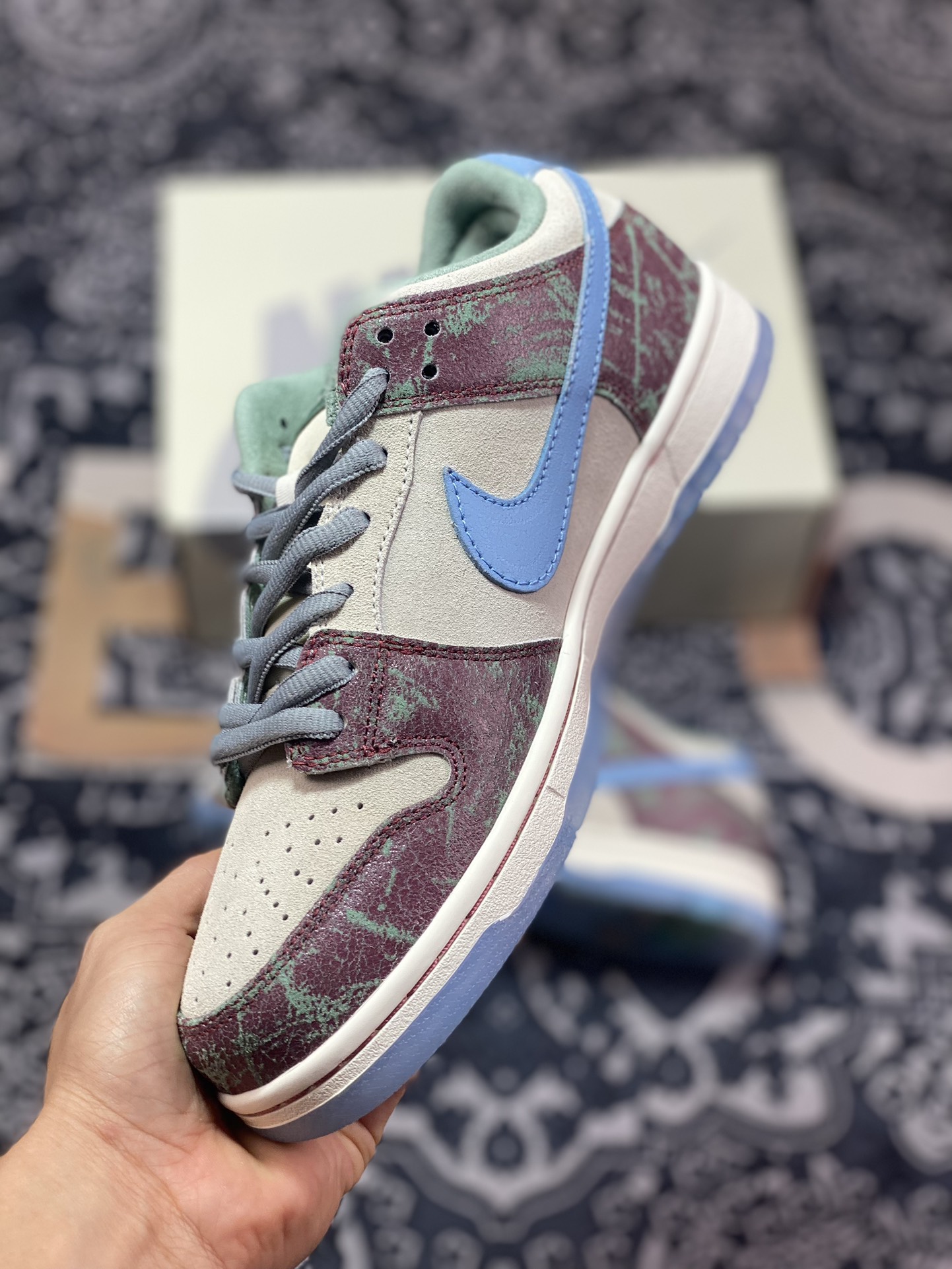 Crenshaw Skate Club x Nike Dunk SB Low Beige Blue Purple Low-top Casual Sports Shoes FN4193-100